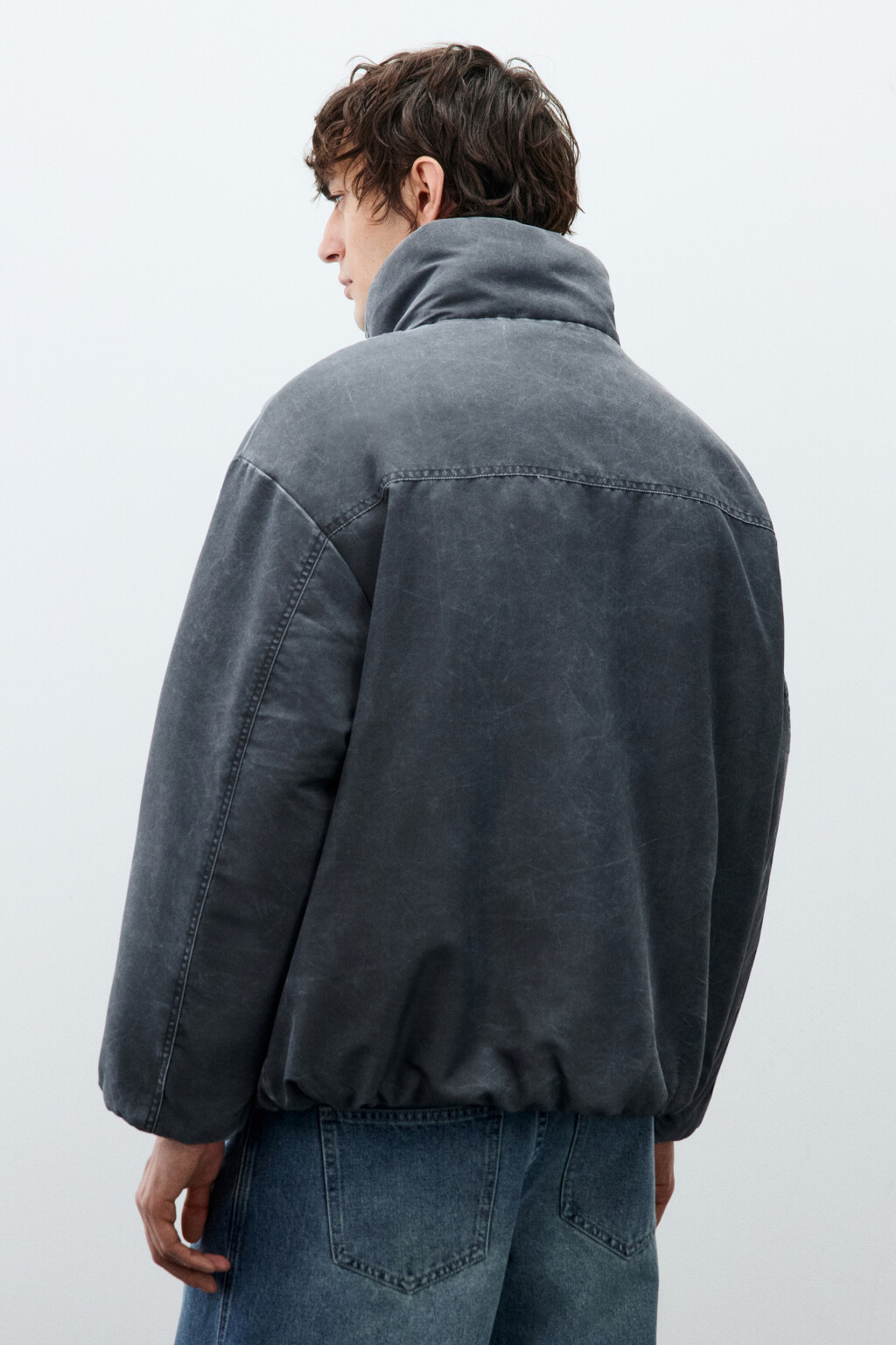 Куртка-бомбер с вареным эффектом - цвет черный - 4