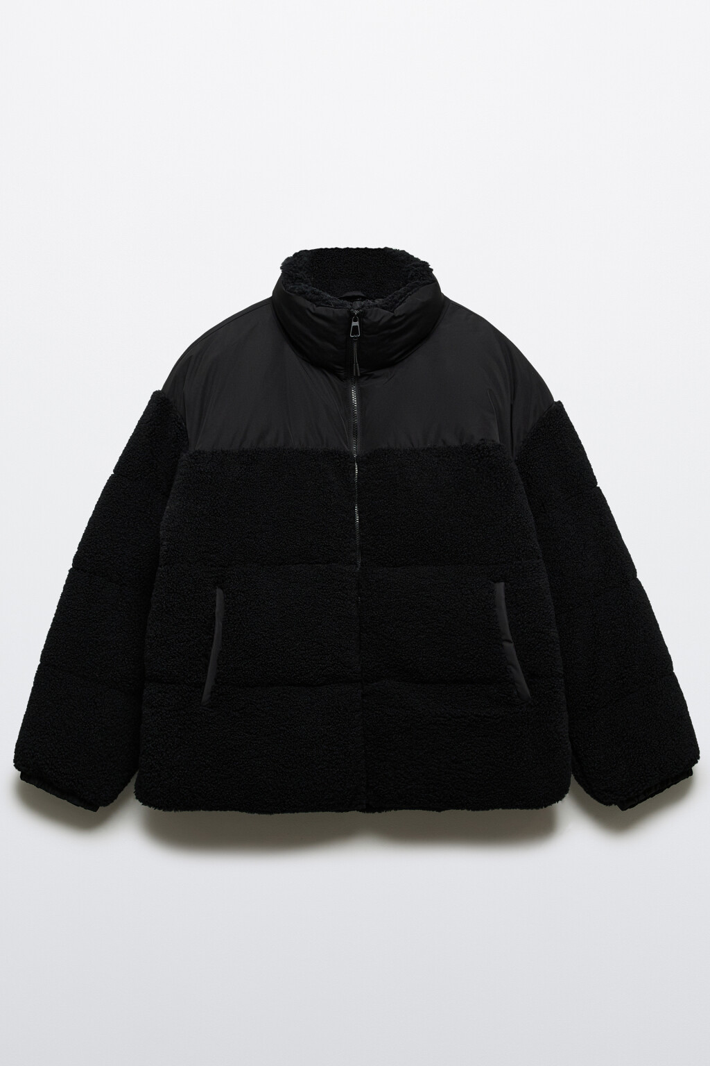 Куртка стеганая с плюшевыми вставками - цвет черный - 9
