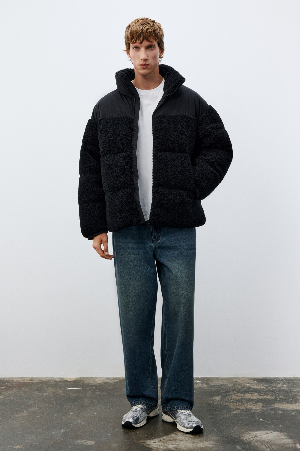 Куртка стеганая с плюшевыми вставками - цвет черный - 5