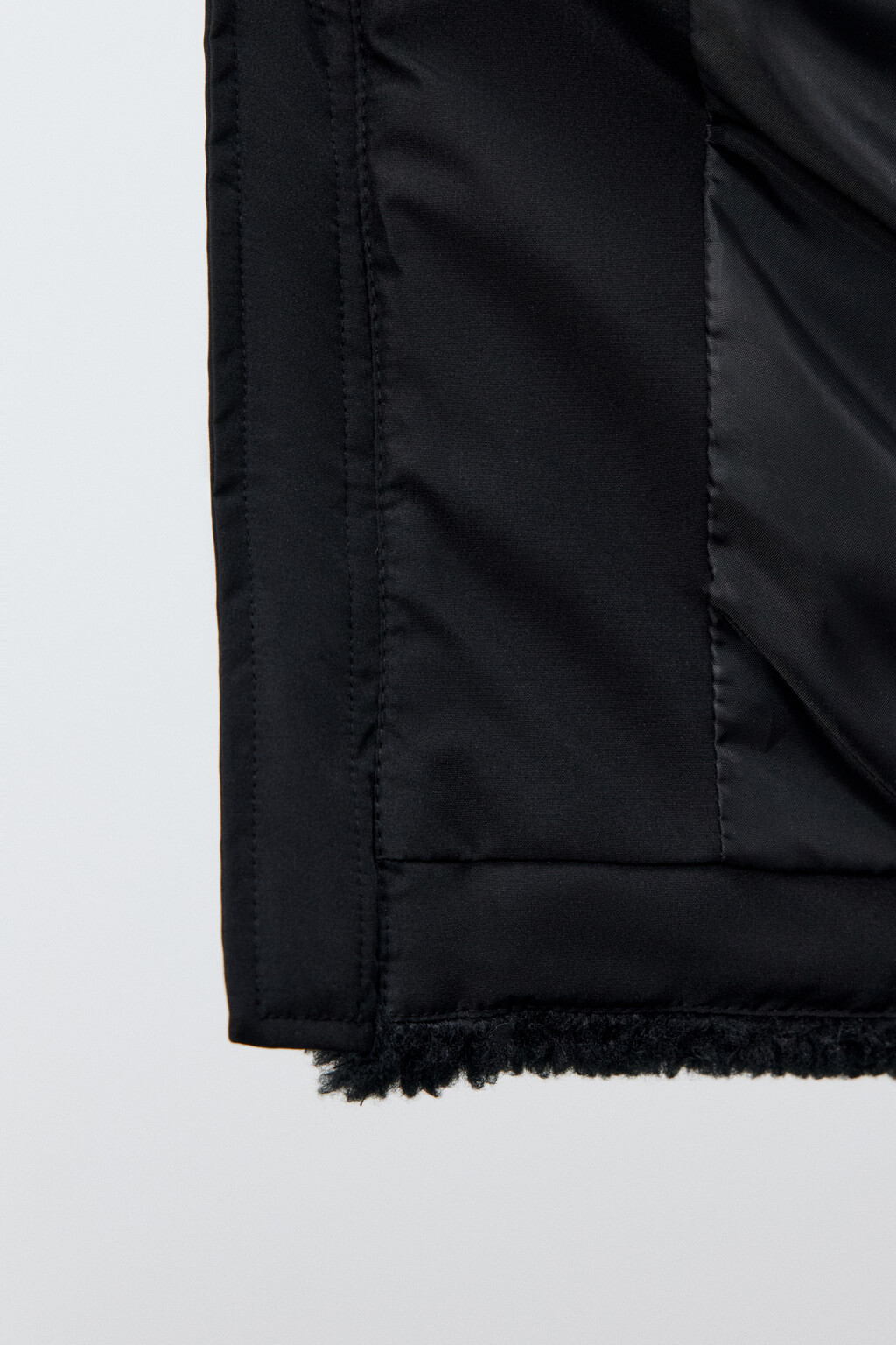 Куртка стеганая с плюшевыми вставками - цвет черный - 8