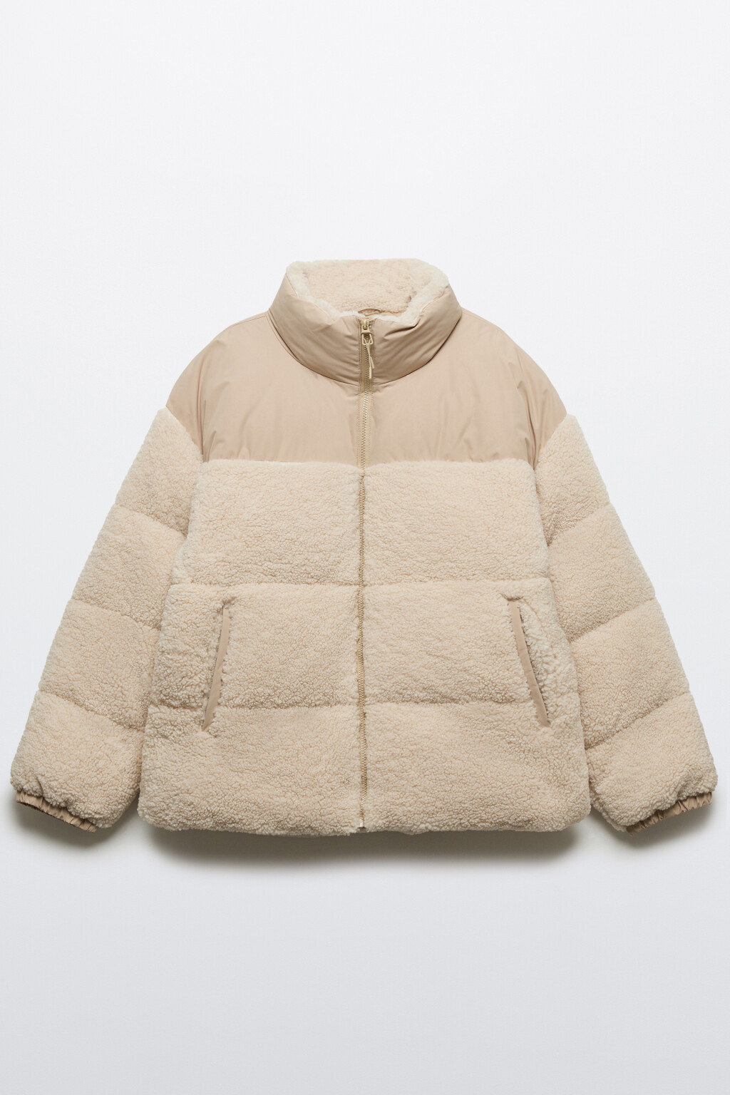 Куртка стеганая с плюшевыми вставками - цвет молочный - 9