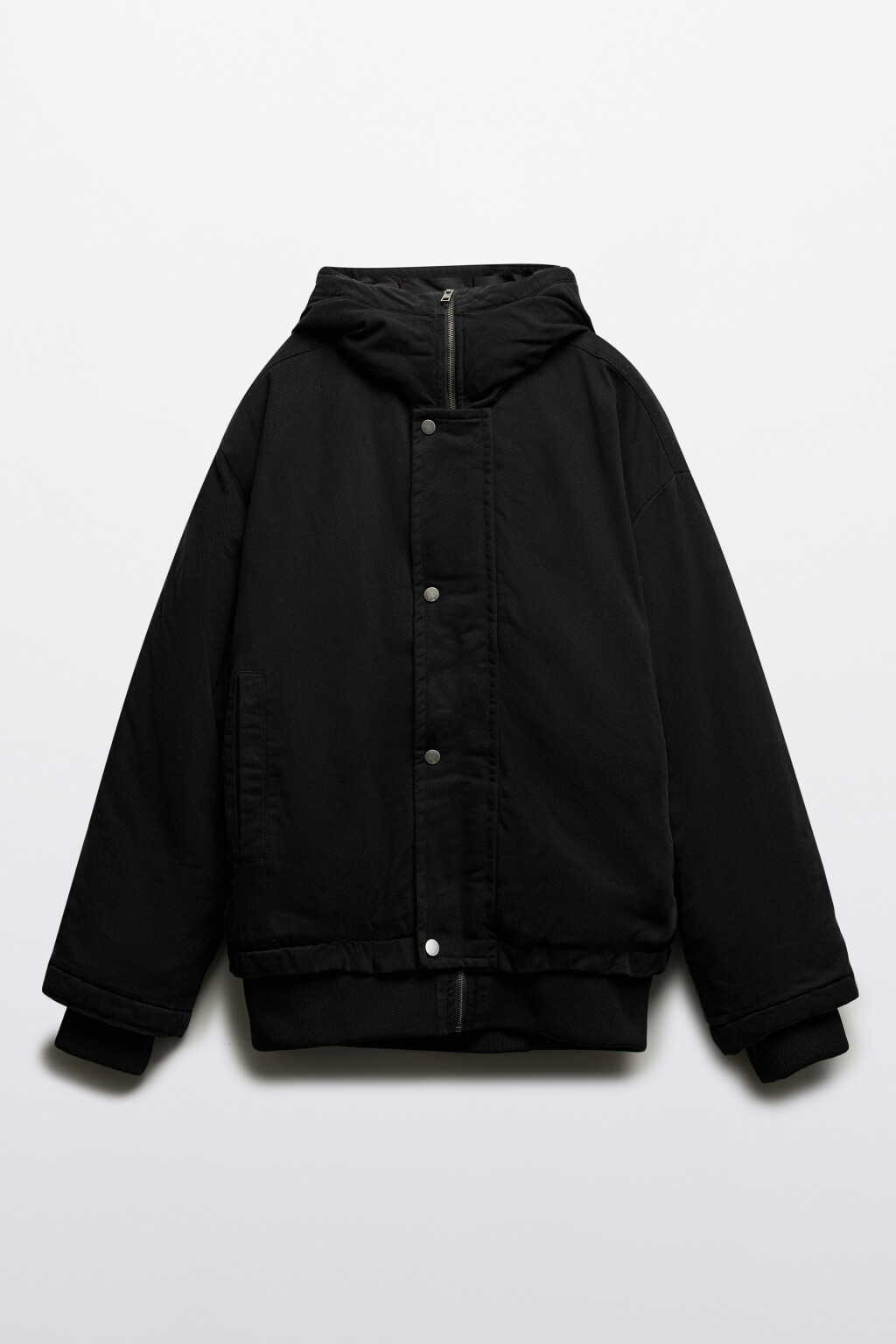 Куртка джинсовая утепленная с капюшоном - цвет черный - 9