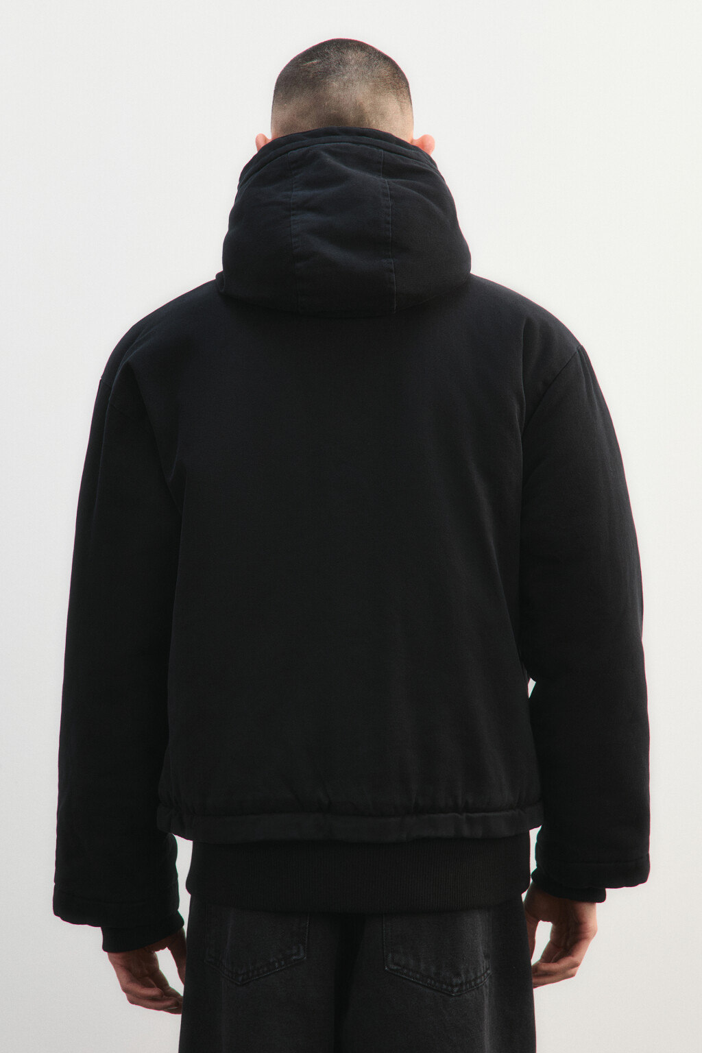 Куртка джинсовая утепленная с капюшоном - цвет черный - 3