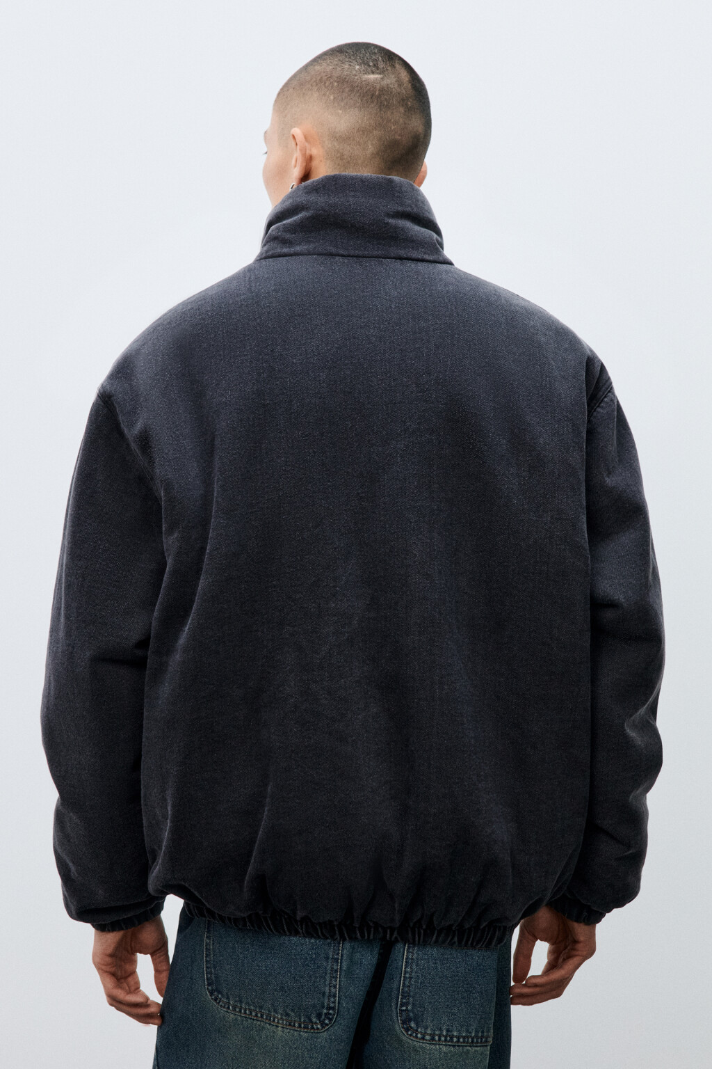 Куртка-бомбер джинсовая утепленная - цвет серый - 4