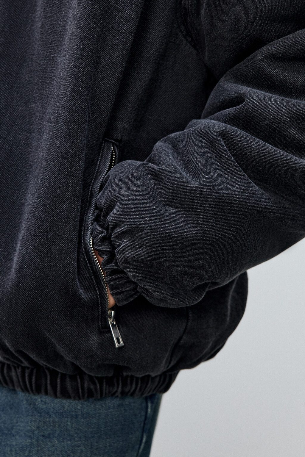 Куртка-бомбер джинсовая утепленная - цвет серый - 7