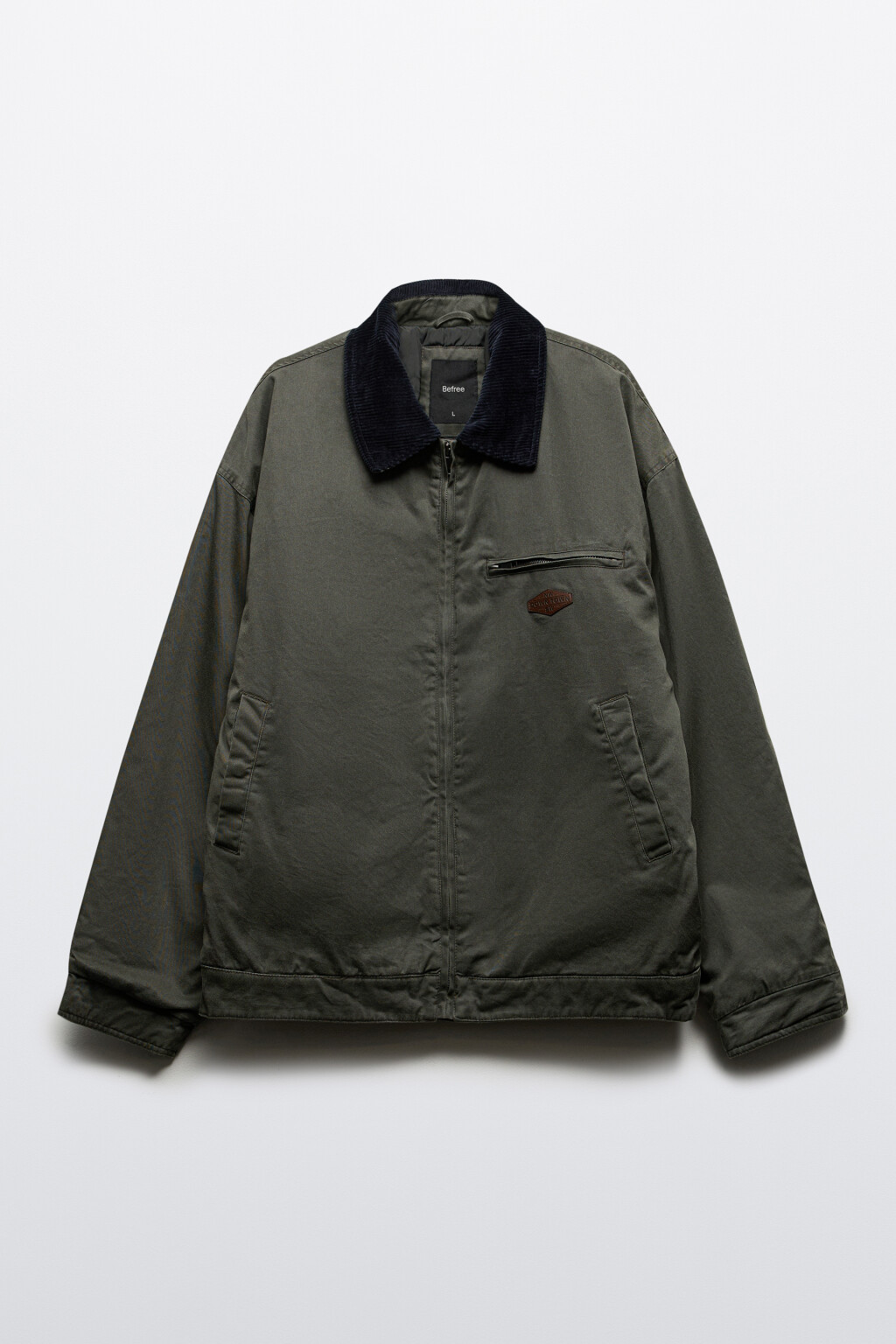 Куртка вощеная с вельветовым воротником - цвет зеленый - 10