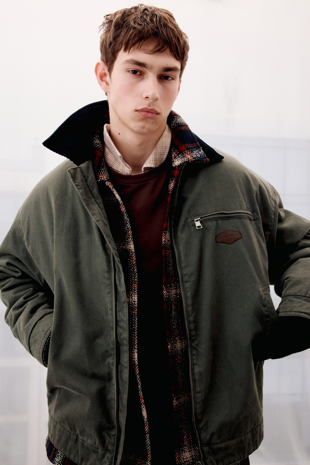 Куртка вощеная с вельветовым воротником - цвет зеленый - 9