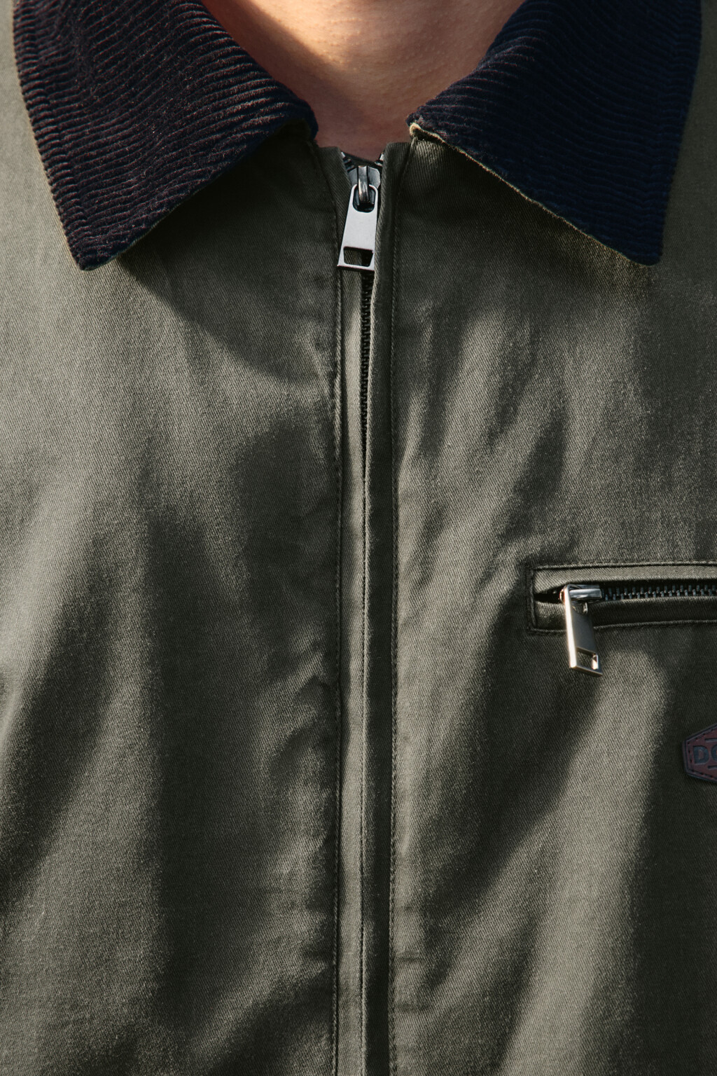 Куртка вощеная с вельветовым воротником - цвет зеленый - 7