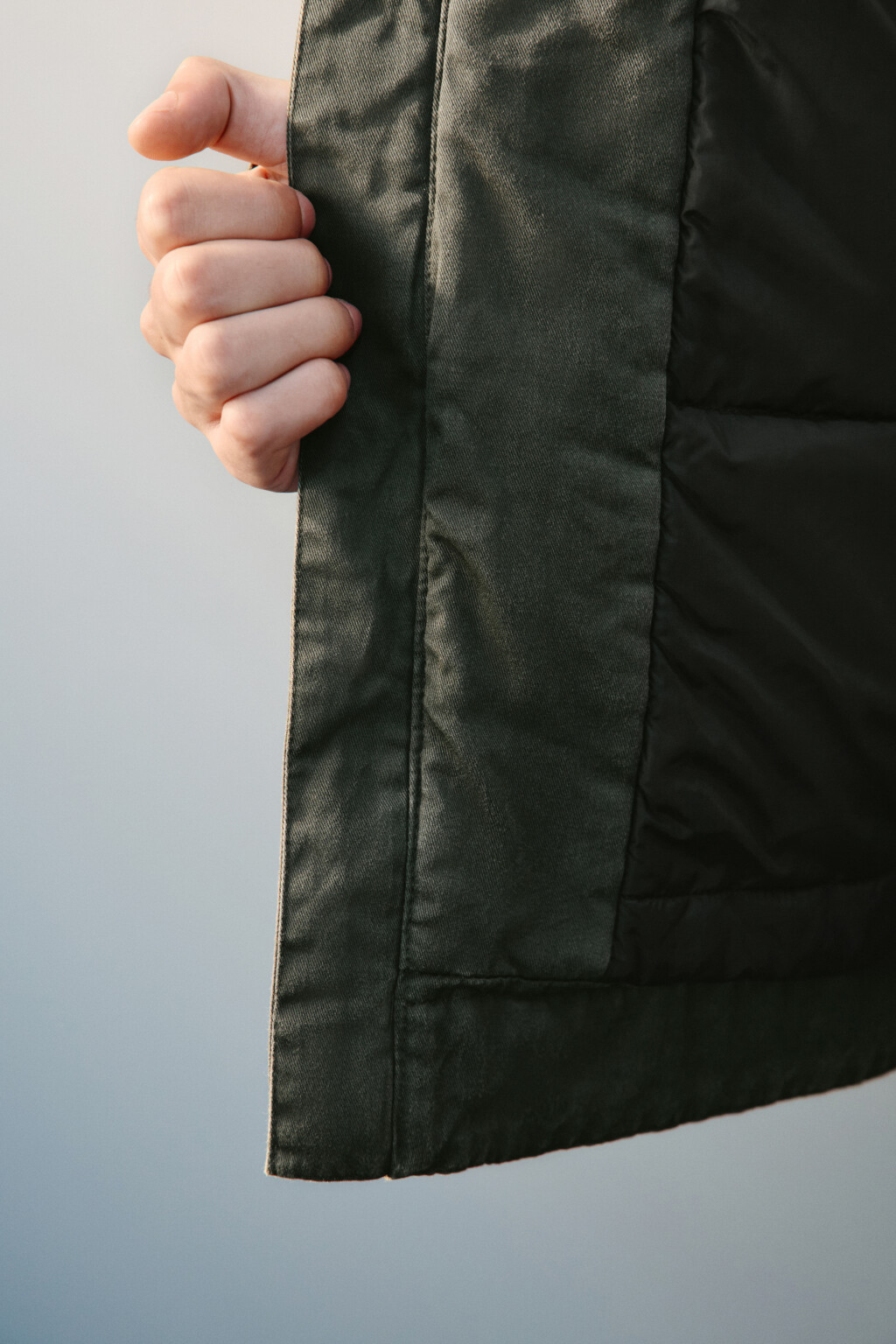 Куртка вощеная с вельветовым воротником - цвет зеленый - 8