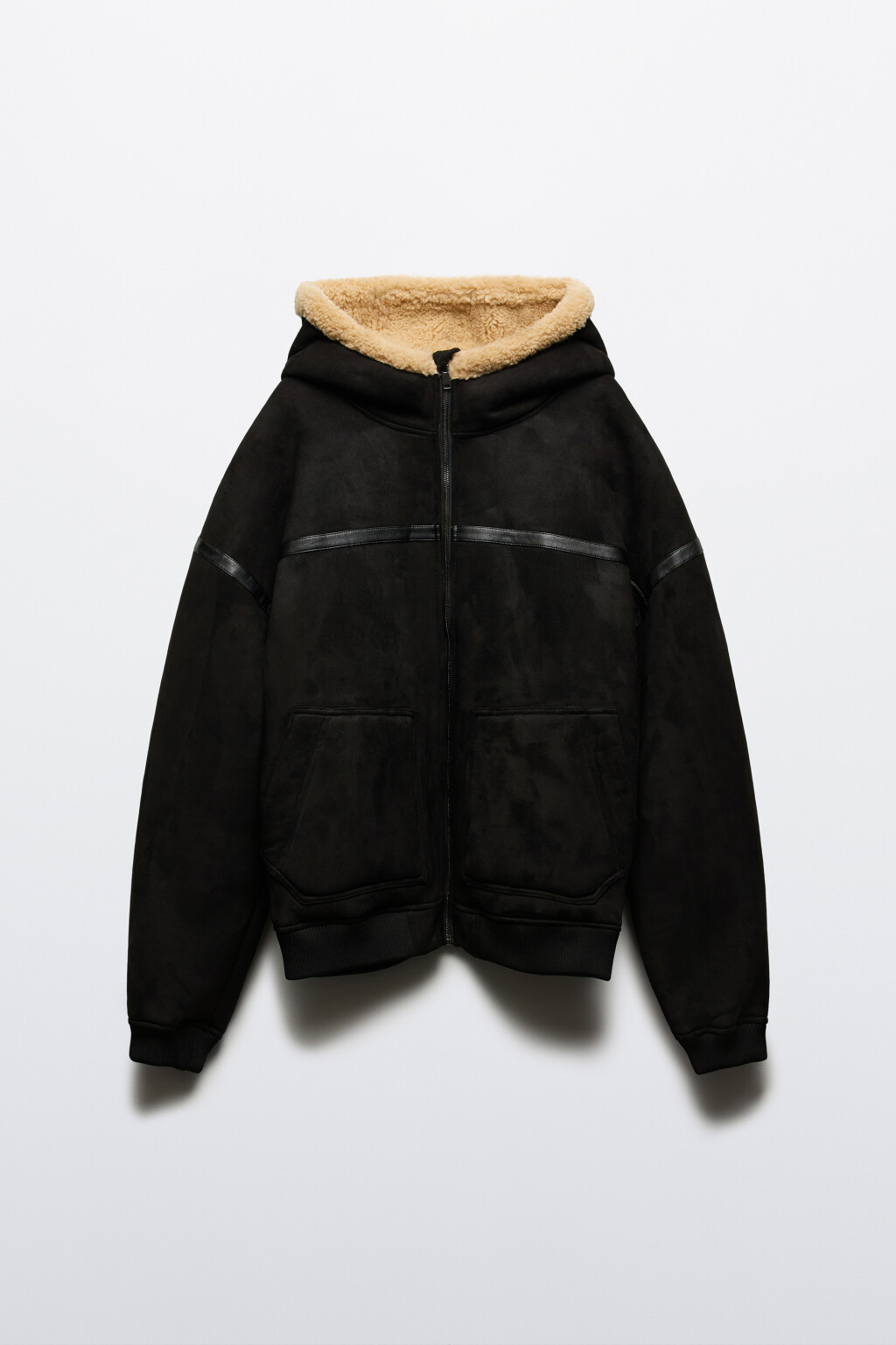 Куртка-дубленка утепленная с капюшоном - цвет черный - 10