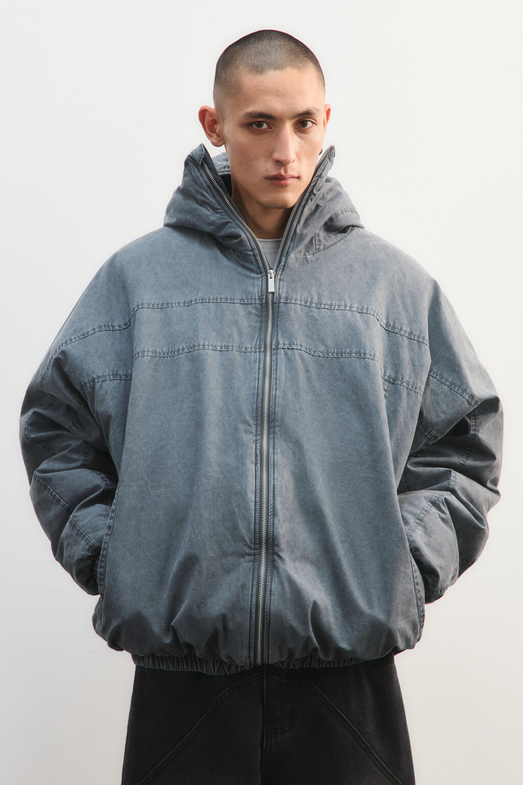 Куртка с капюшоном-балаклавой - цвет серый - 2