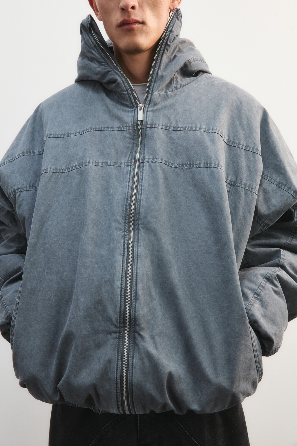 Куртка с капюшоном-балаклавой - цвет серый - 5