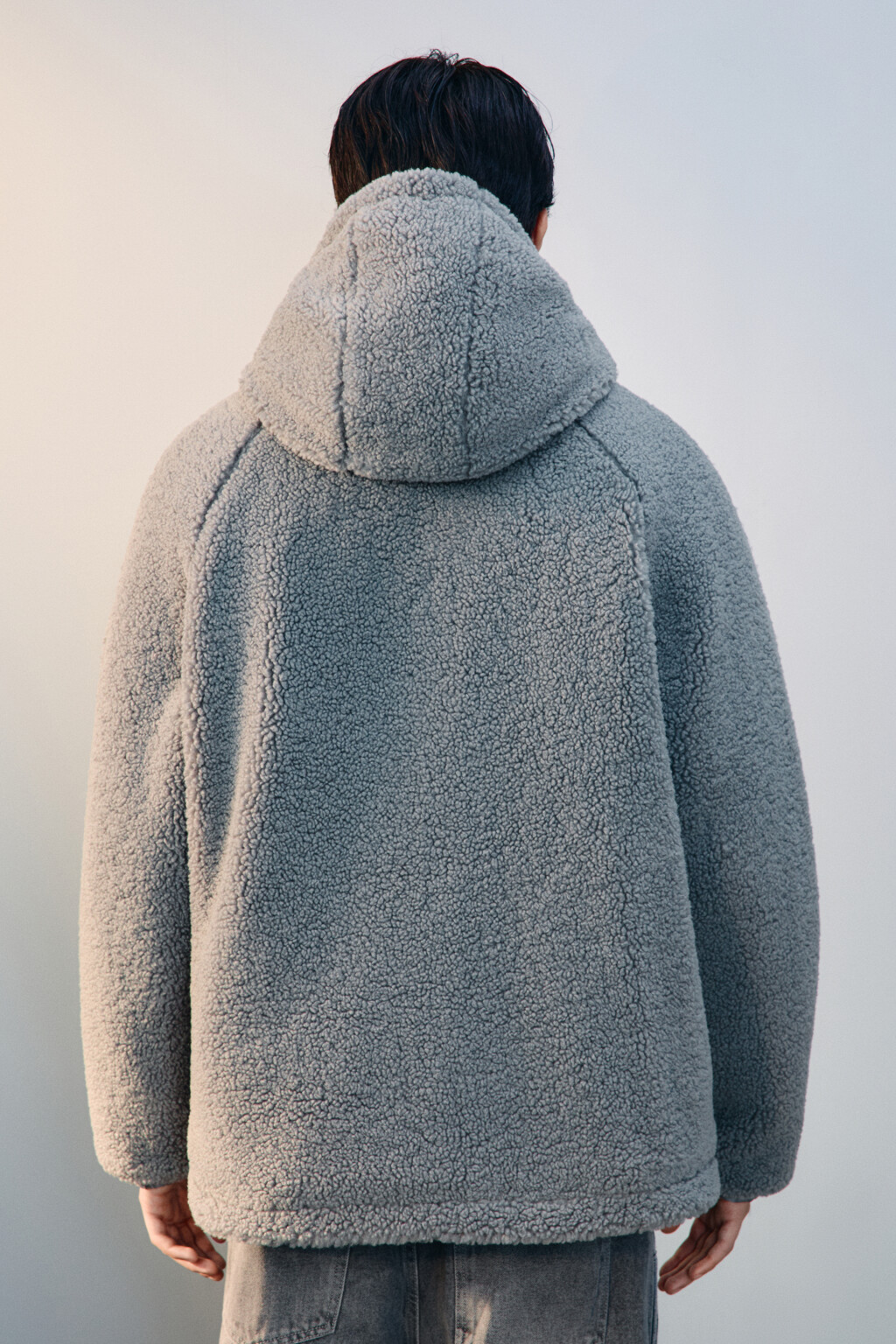 Куртка плюшевая с капюшоном - цвет серый - 3