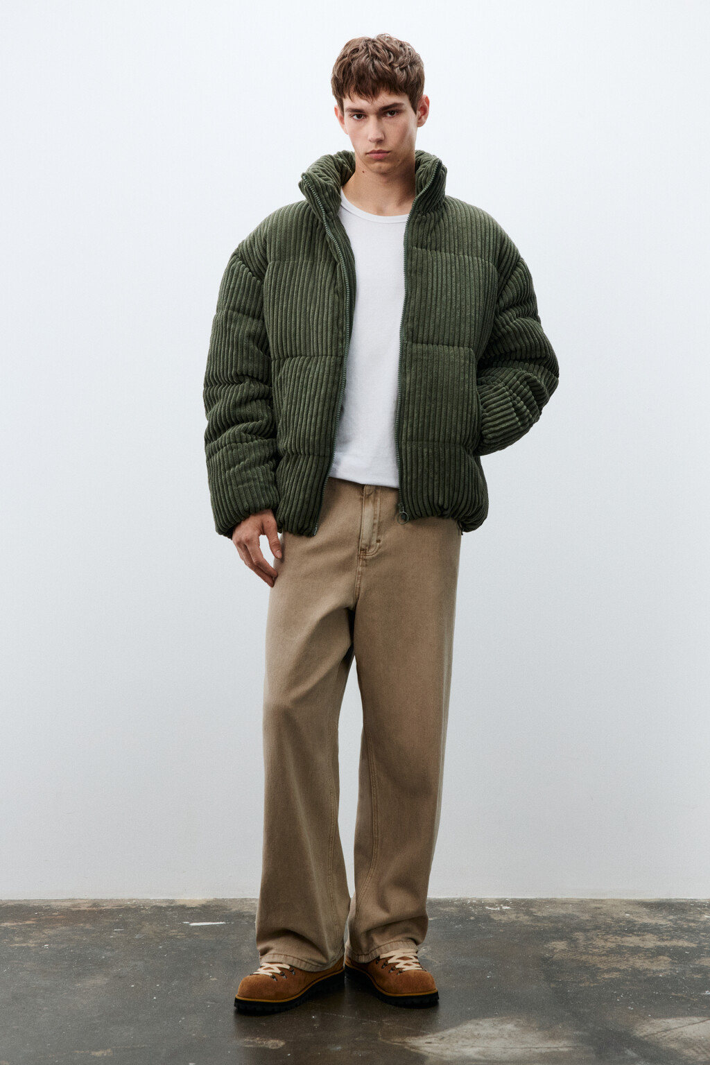 Куртка стеганая вельветовая - цвет зеленый - 4