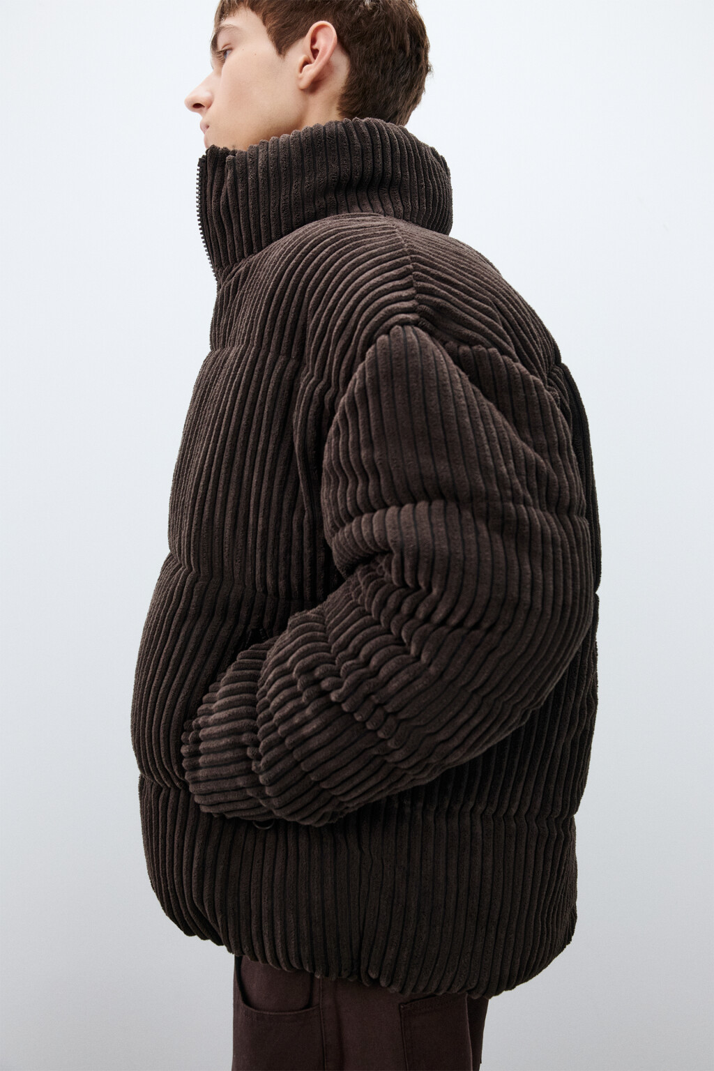 Куртка стеганая вельветовая - цвет коричневый - 1