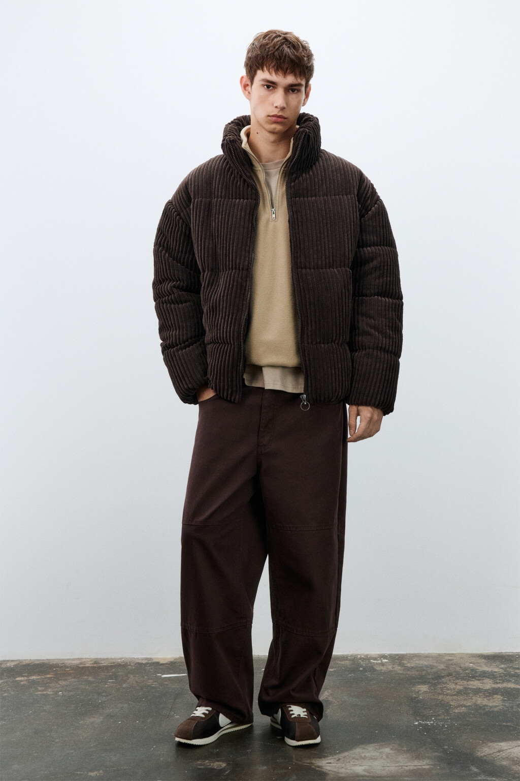 Куртка стеганая вельветовая - цвет коричневый - 5