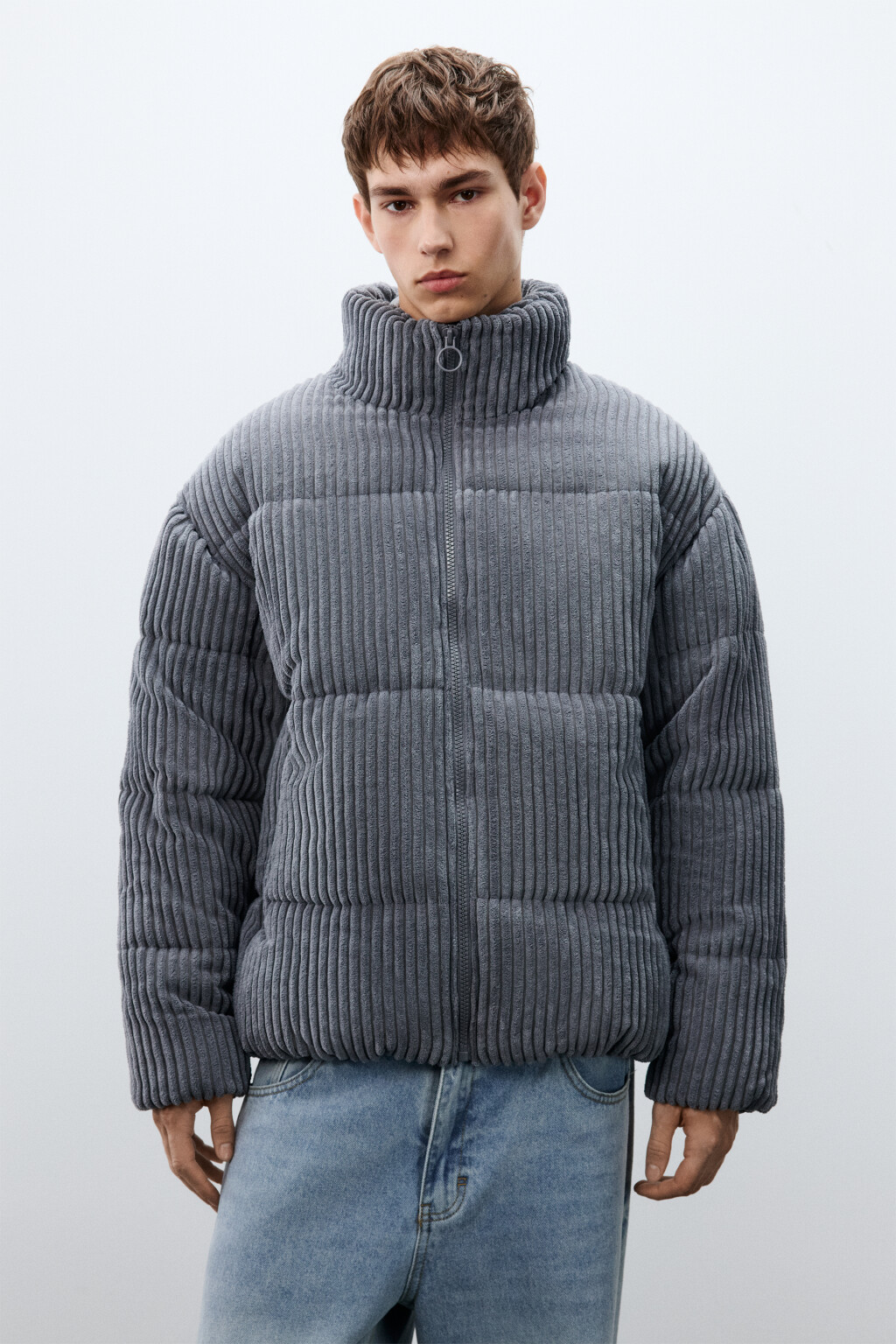 Куртка стеганая вельветовая - цвет серый - 3