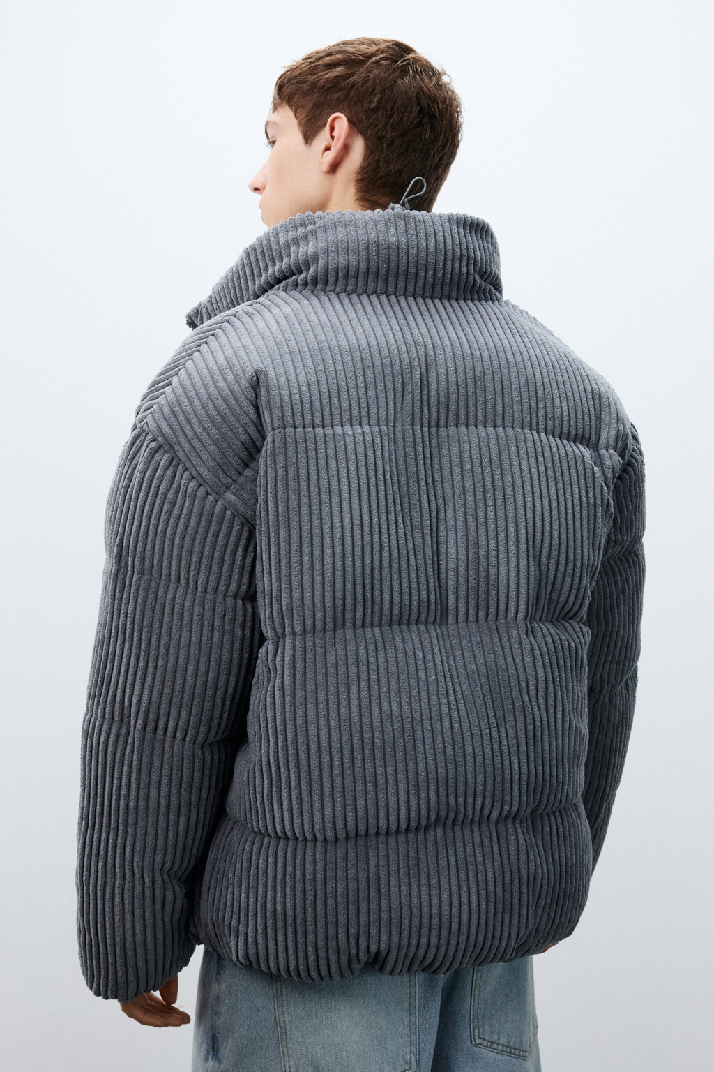 Куртка стеганая вельветовая - цвет серый - 4