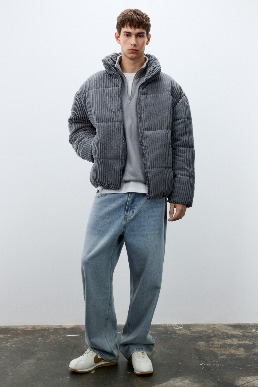 Куртка стеганая вельветовая - цвет серый - 5