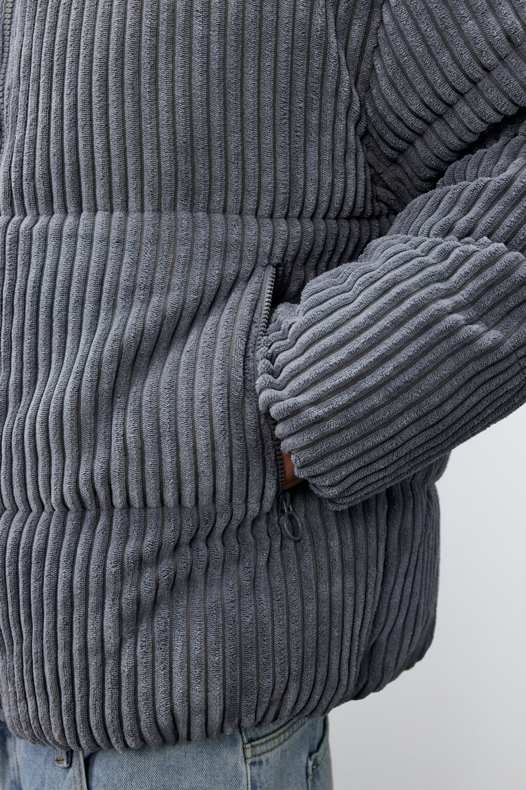 Куртка стеганая вельветовая - цвет серый - 6