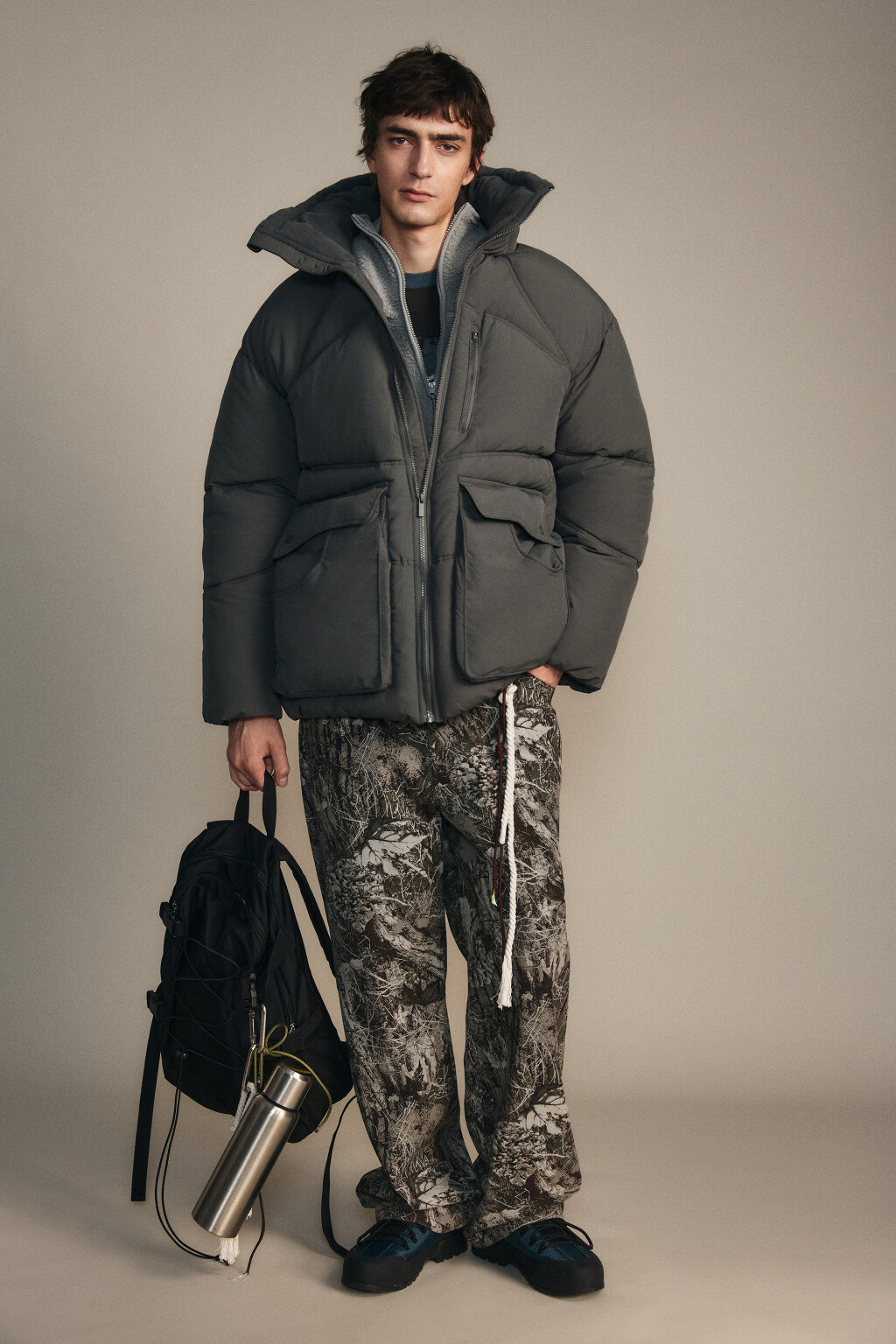 Куртка стеганая с утяжками - цвет зеленый - 4