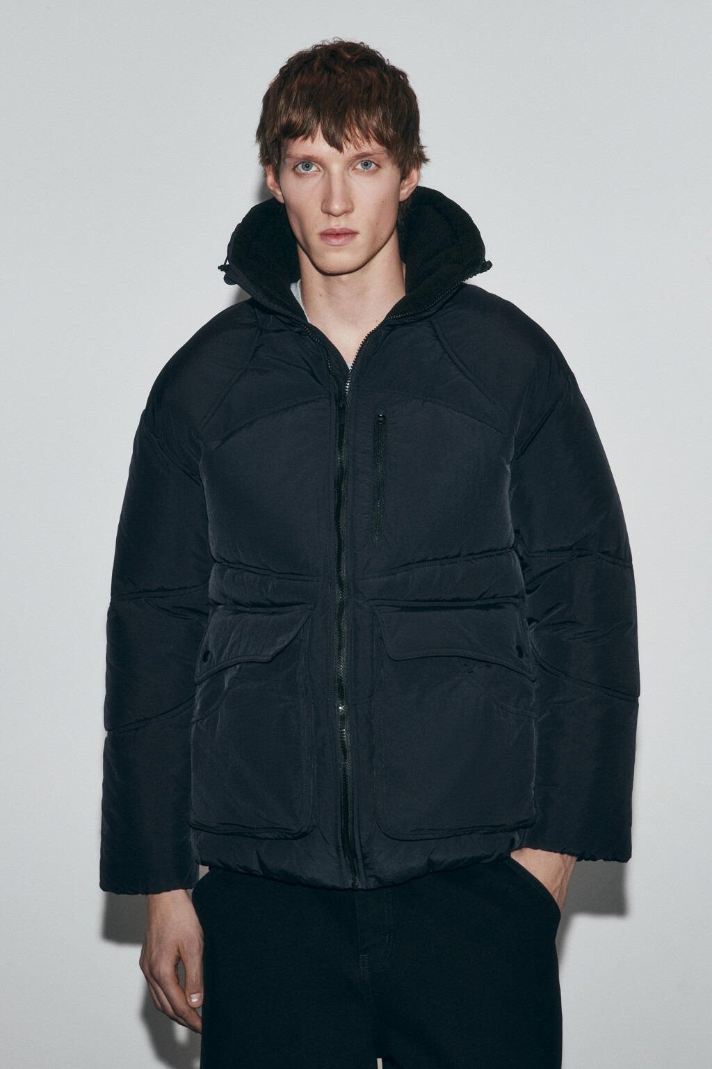 Куртка стеганая с утяжками - цвет черный - 3