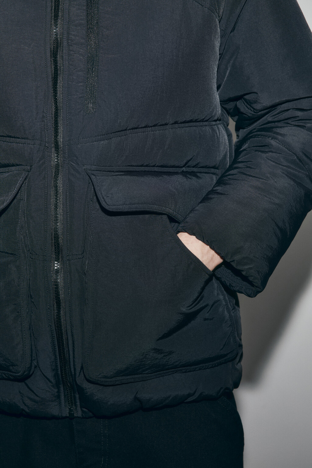 Куртка стеганая с утяжками - цвет черный - 8