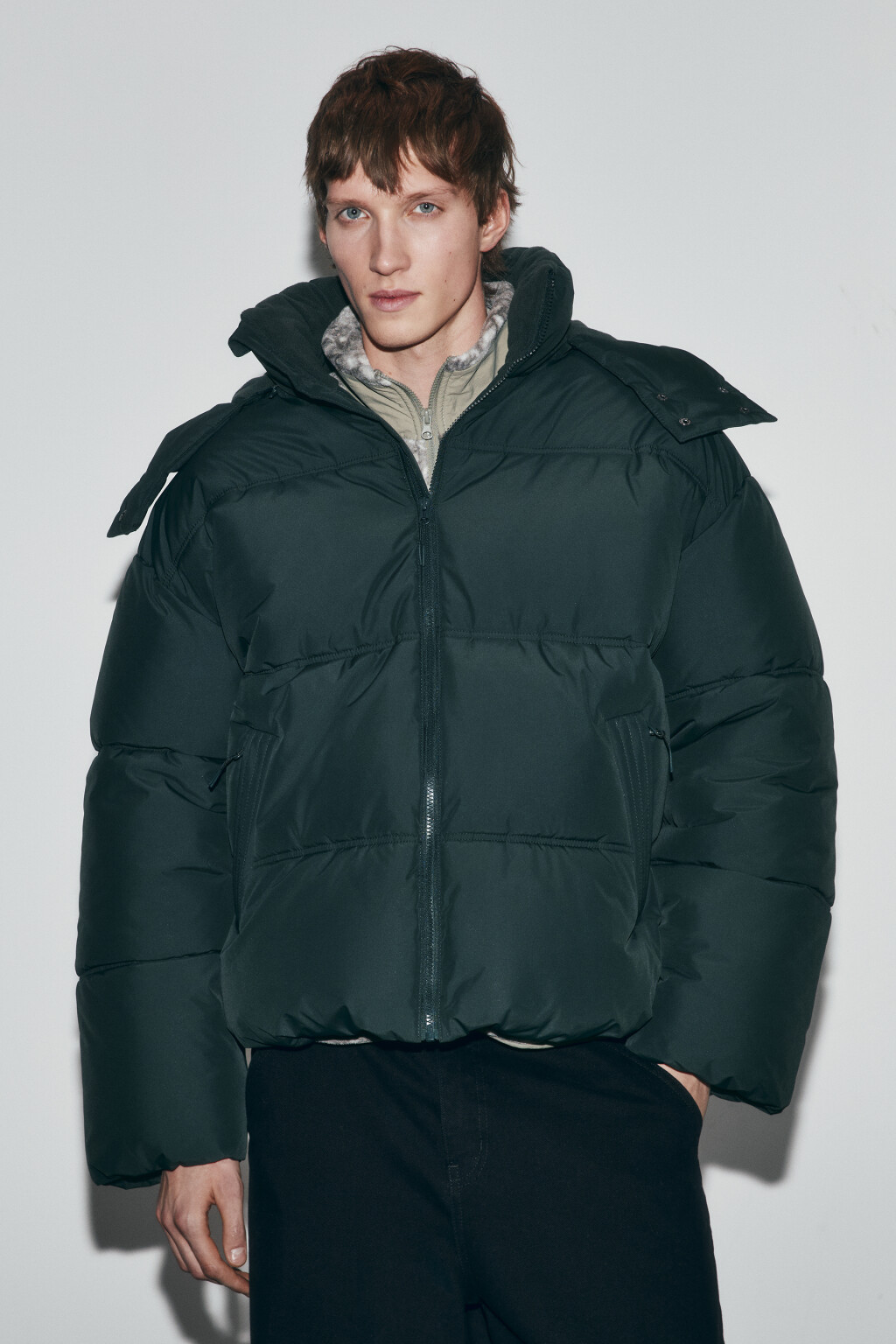 Куртка стеганая со съемным капюшоном - цвет зеленый - 3