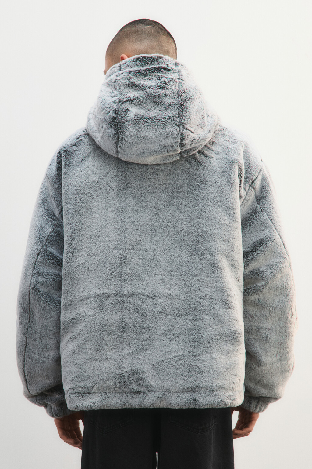 Шуба короткая с длинным ворсом - цвет коричневый - 4