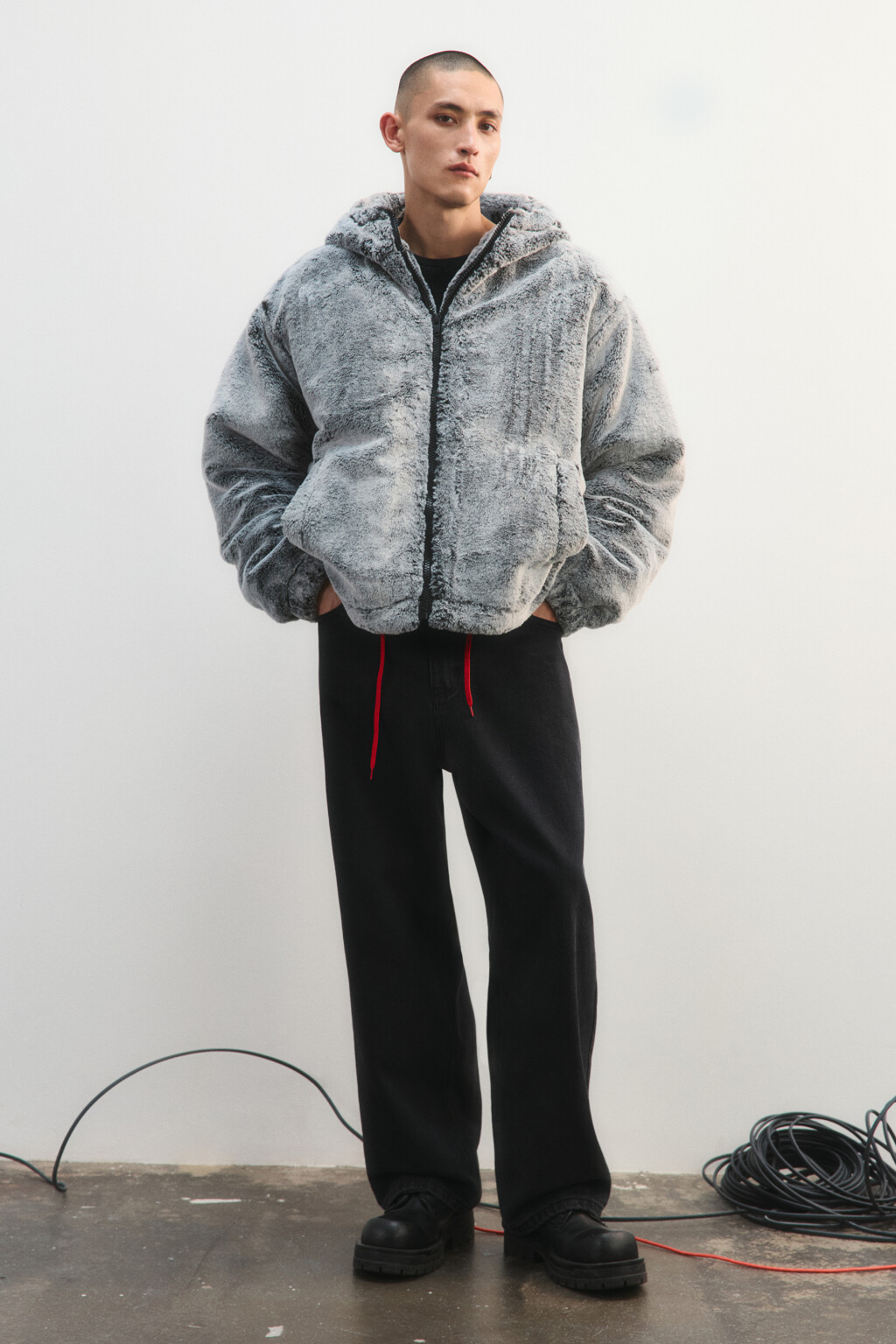 Шуба короткая с длинным ворсом - цвет коричневый - 5