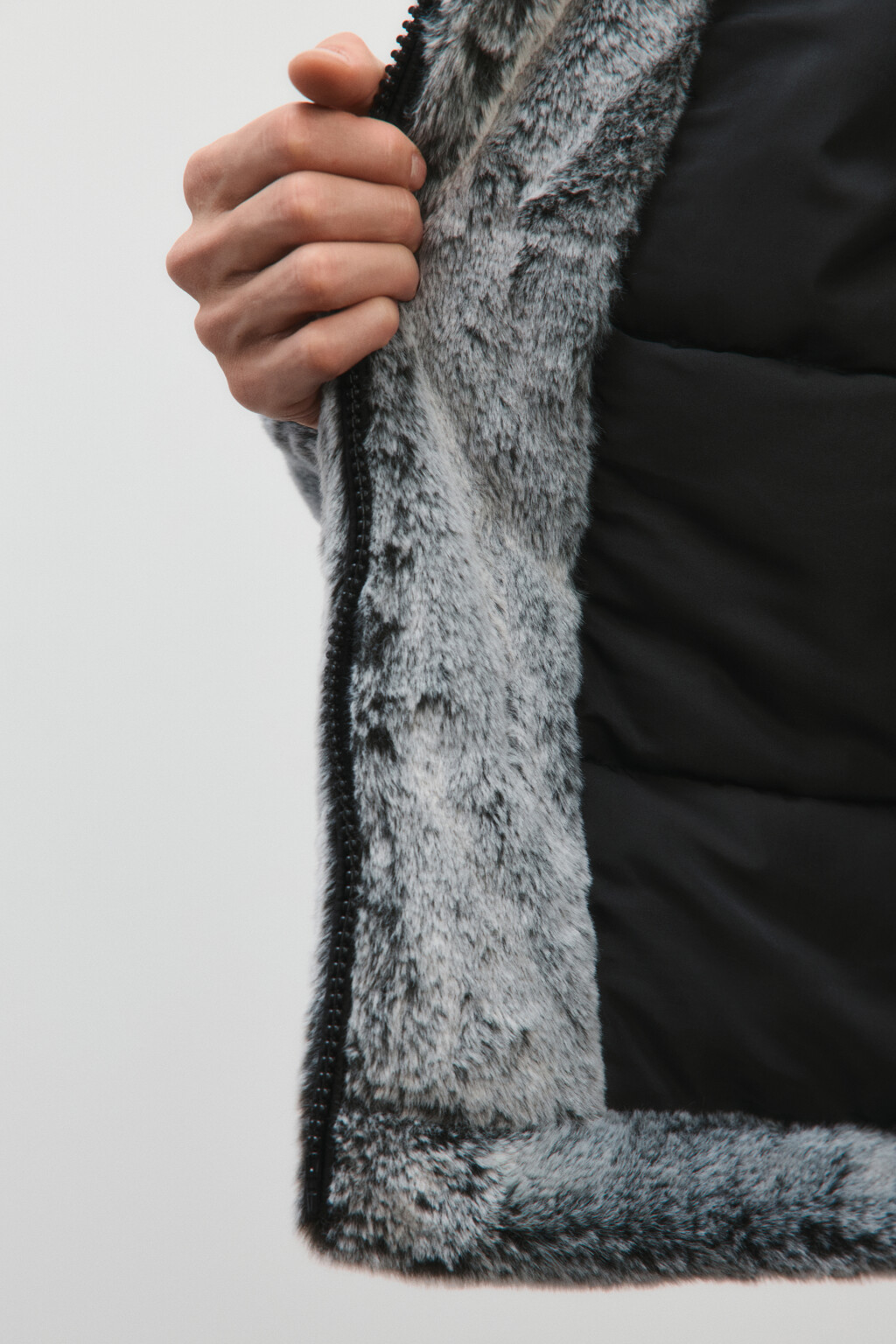 Шуба короткая с длинным ворсом - цвет коричневый - 8