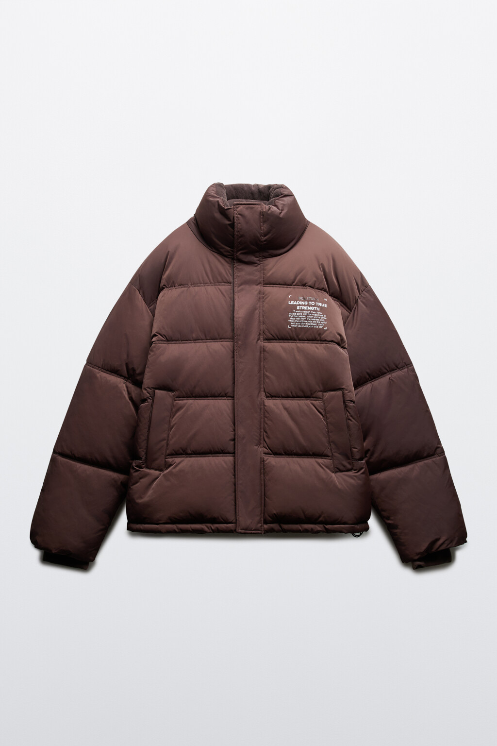 Куртка стеганая с принтом-надписью - цвет коричневый - 1