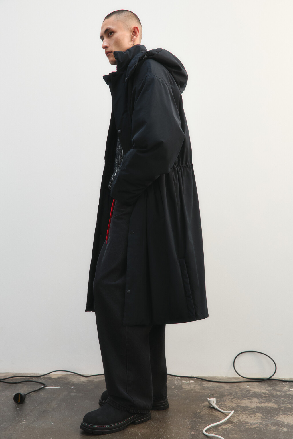 Куртка-парка длинная с капюшоном - цвет черный - 1