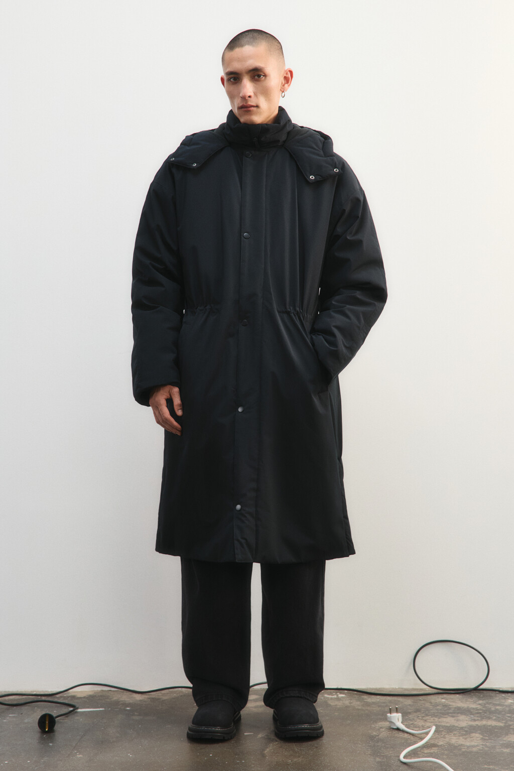 Куртка-парка длинная с капюшоном - цвет черный - 2