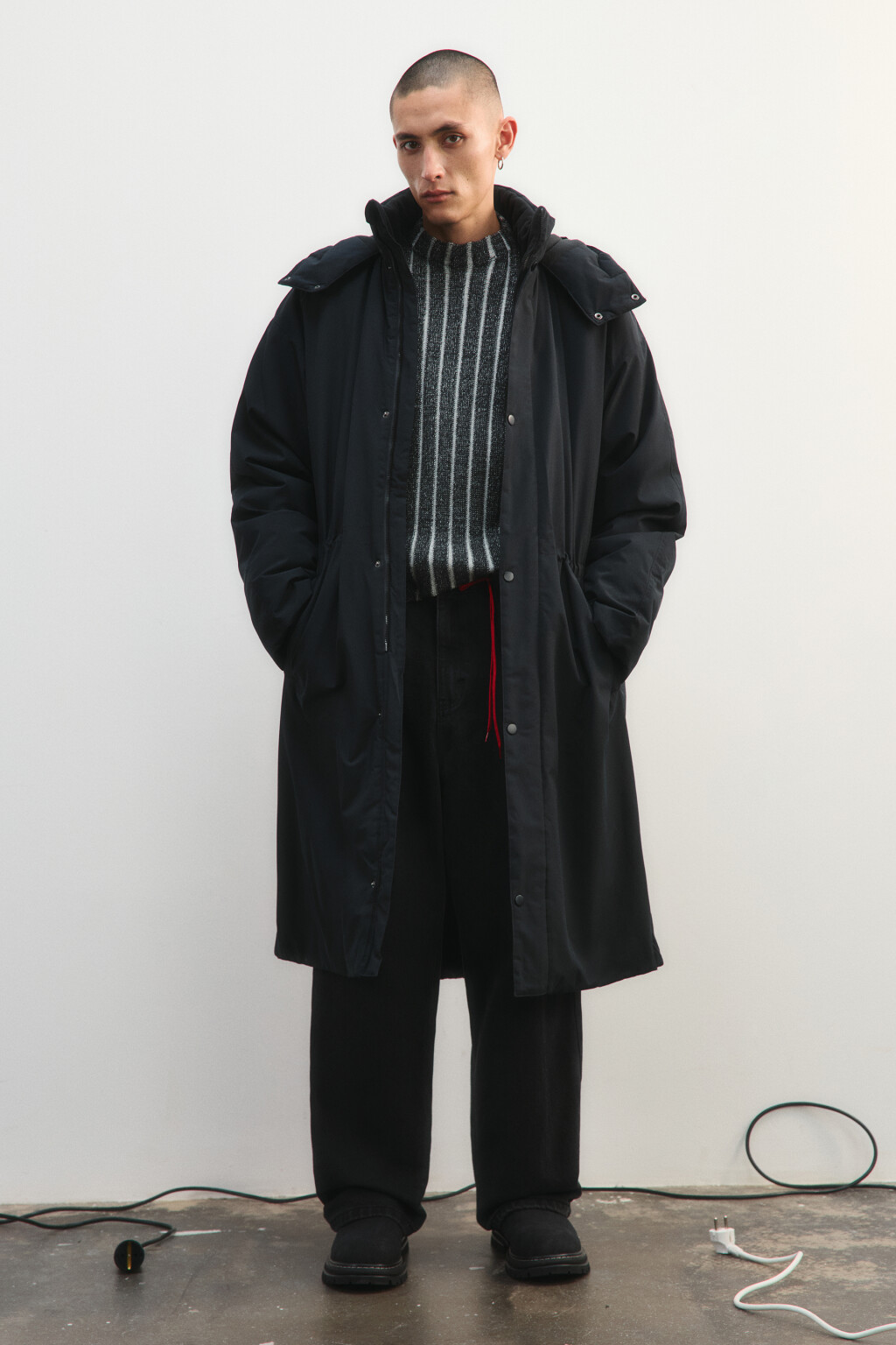 Куртка-парка длинная с капюшоном - цвет черный - 4