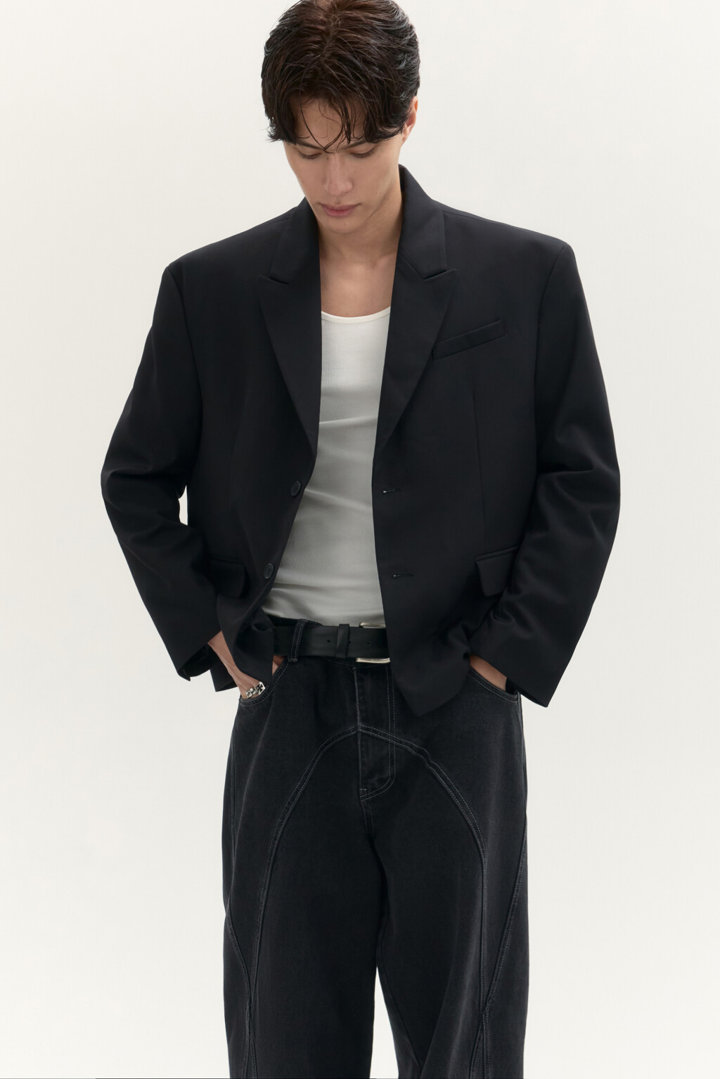 Пиджак классический прямого кроя - цвет черный - 2
