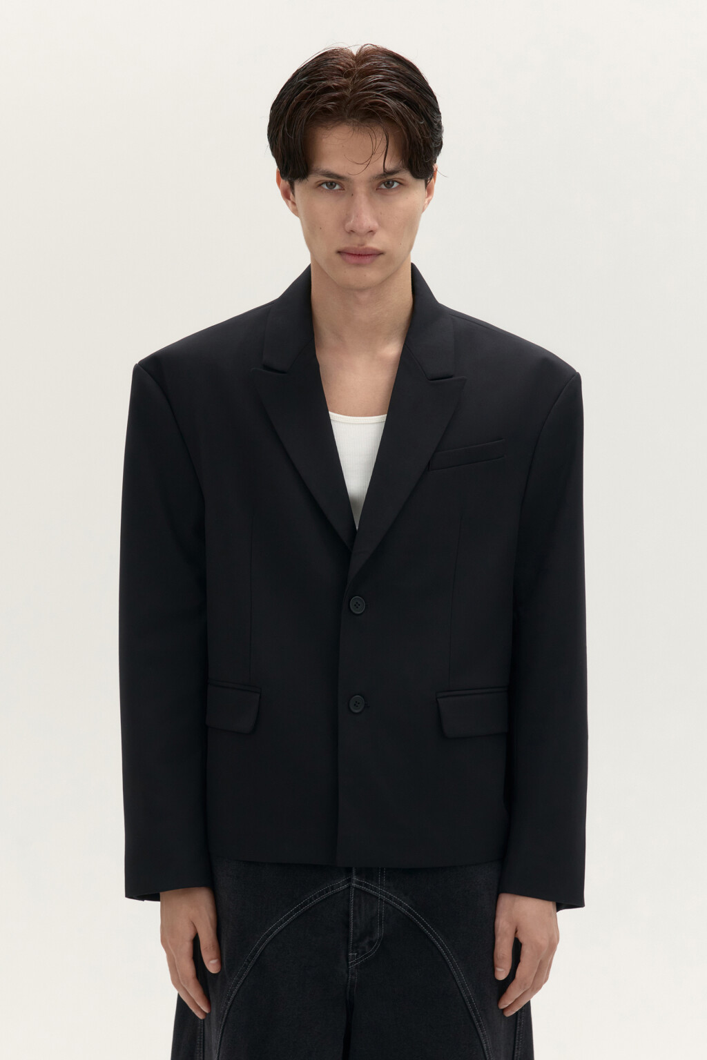 Пиджак классический прямого кроя - цвет черный - 3