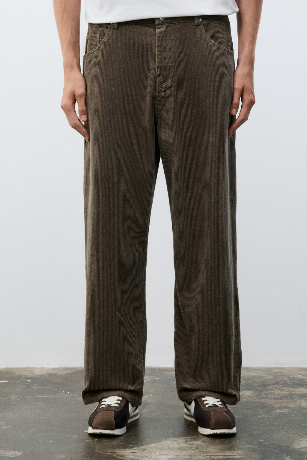 Брюки широкие из вельвета - цвет коричневый - 2