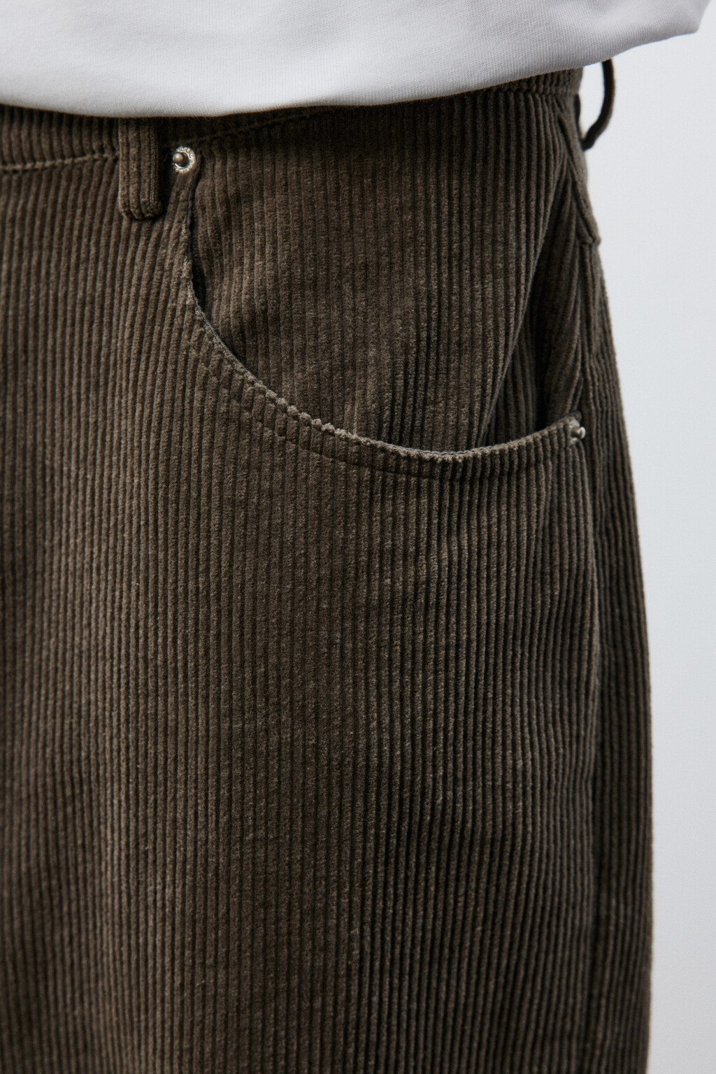 Брюки широкие из вельвета - цвет коричневый - 6