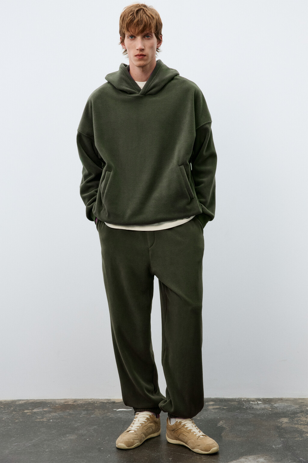 Брюки-джоггеры из флиса - цвет зеленый - 1