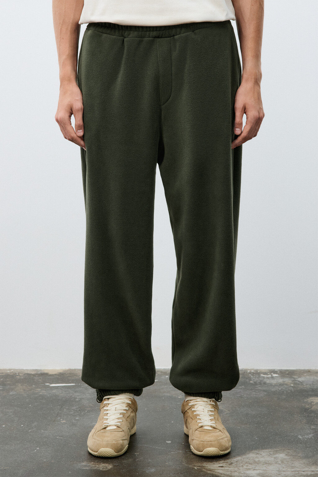 Брюки-джоггеры из флиса - цвет зеленый - 2