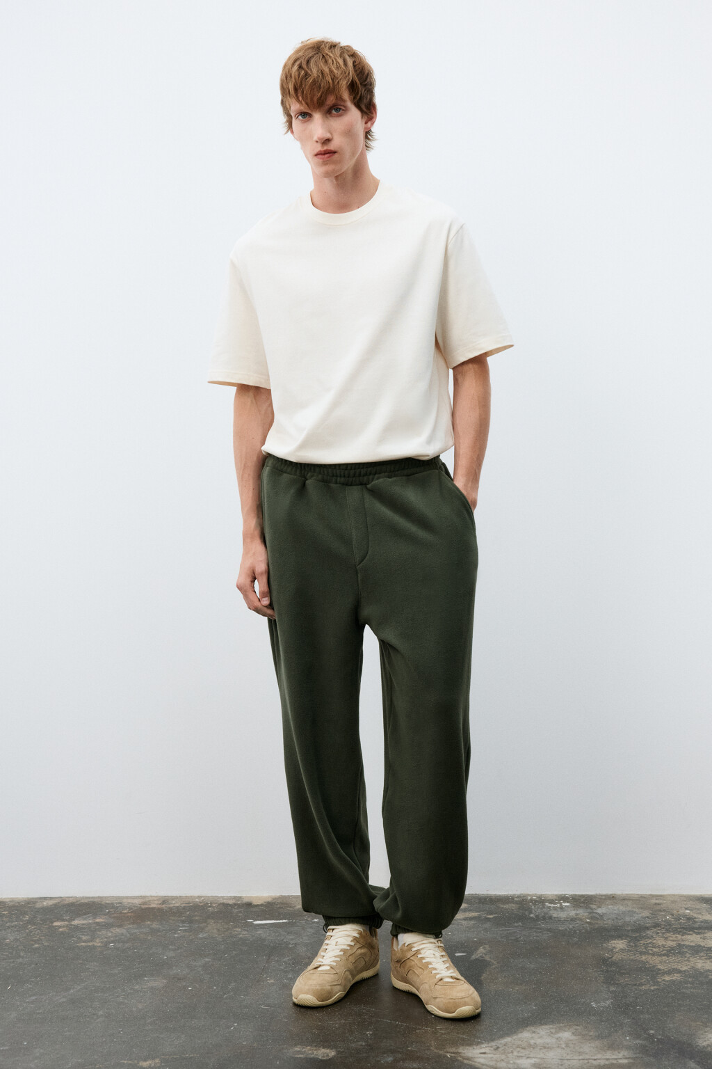 Брюки-джоггеры из флиса - цвет зеленый - 4