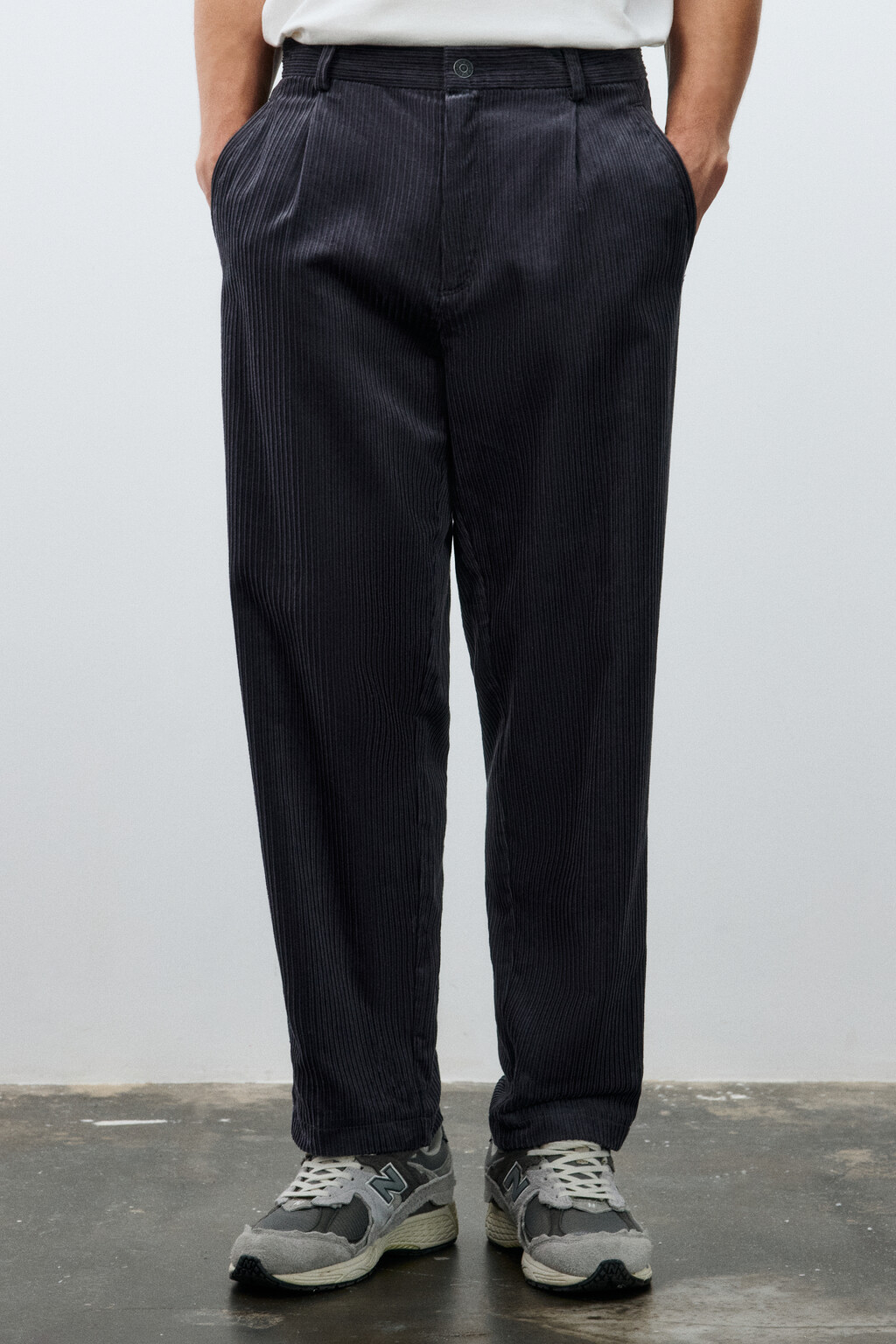 Брюки широкие из вельвета - цвет серый - 2