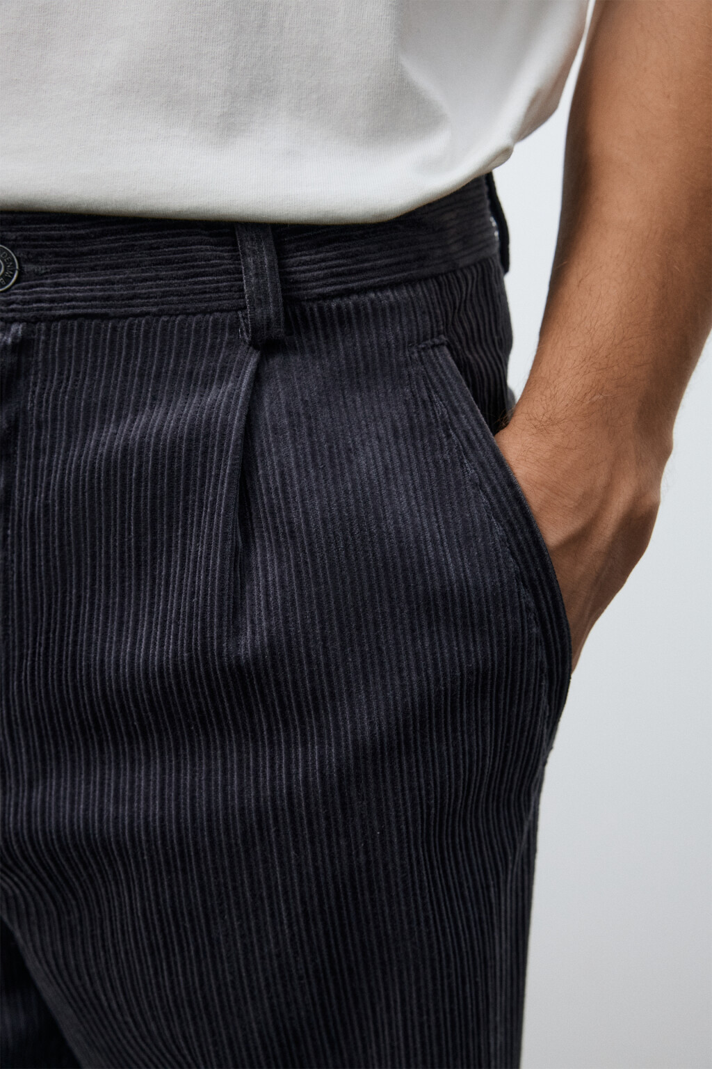 Брюки широкие из вельвета - цвет серый - 6