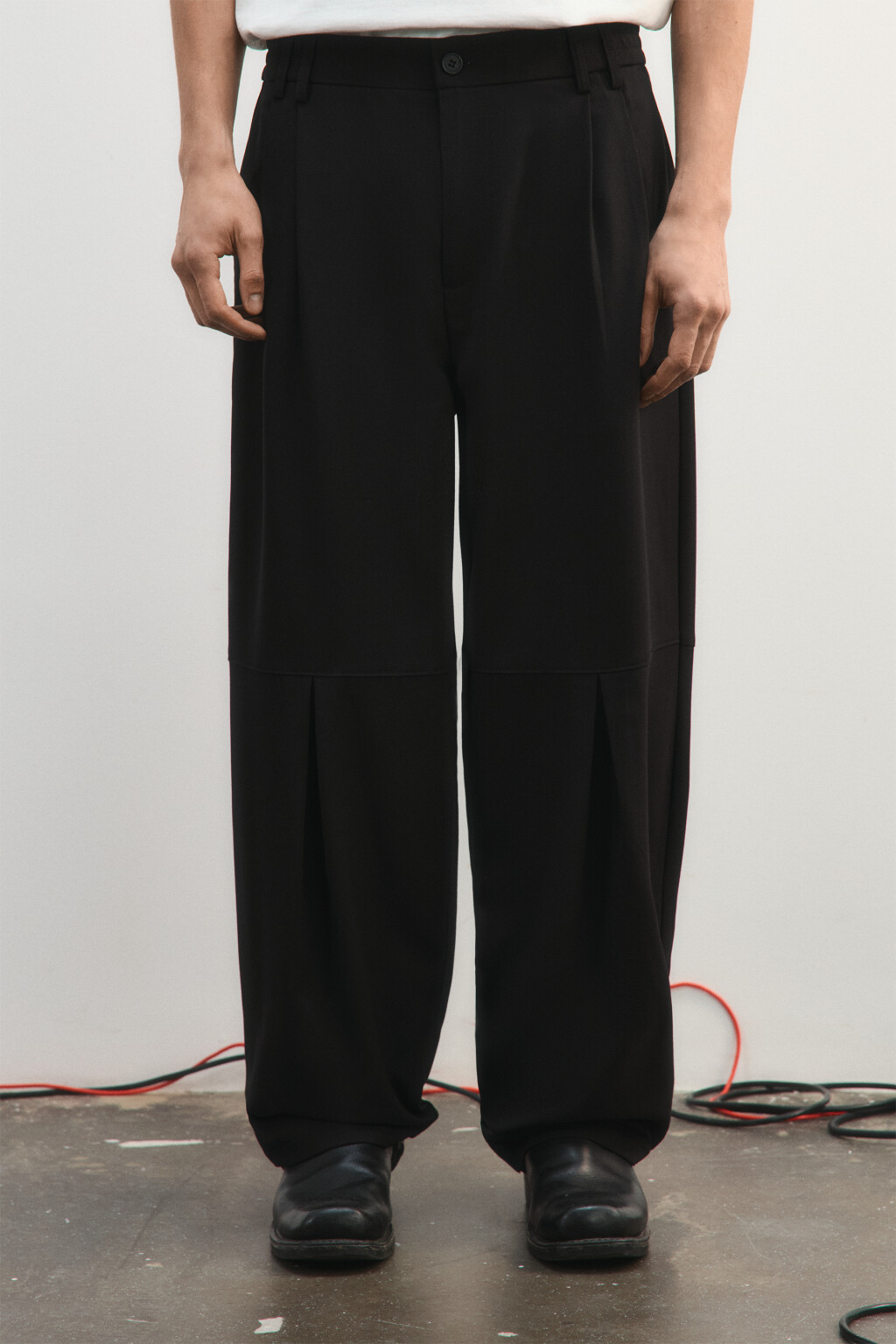 Брюки baggy fit широкие со складками - цвет черный - 2