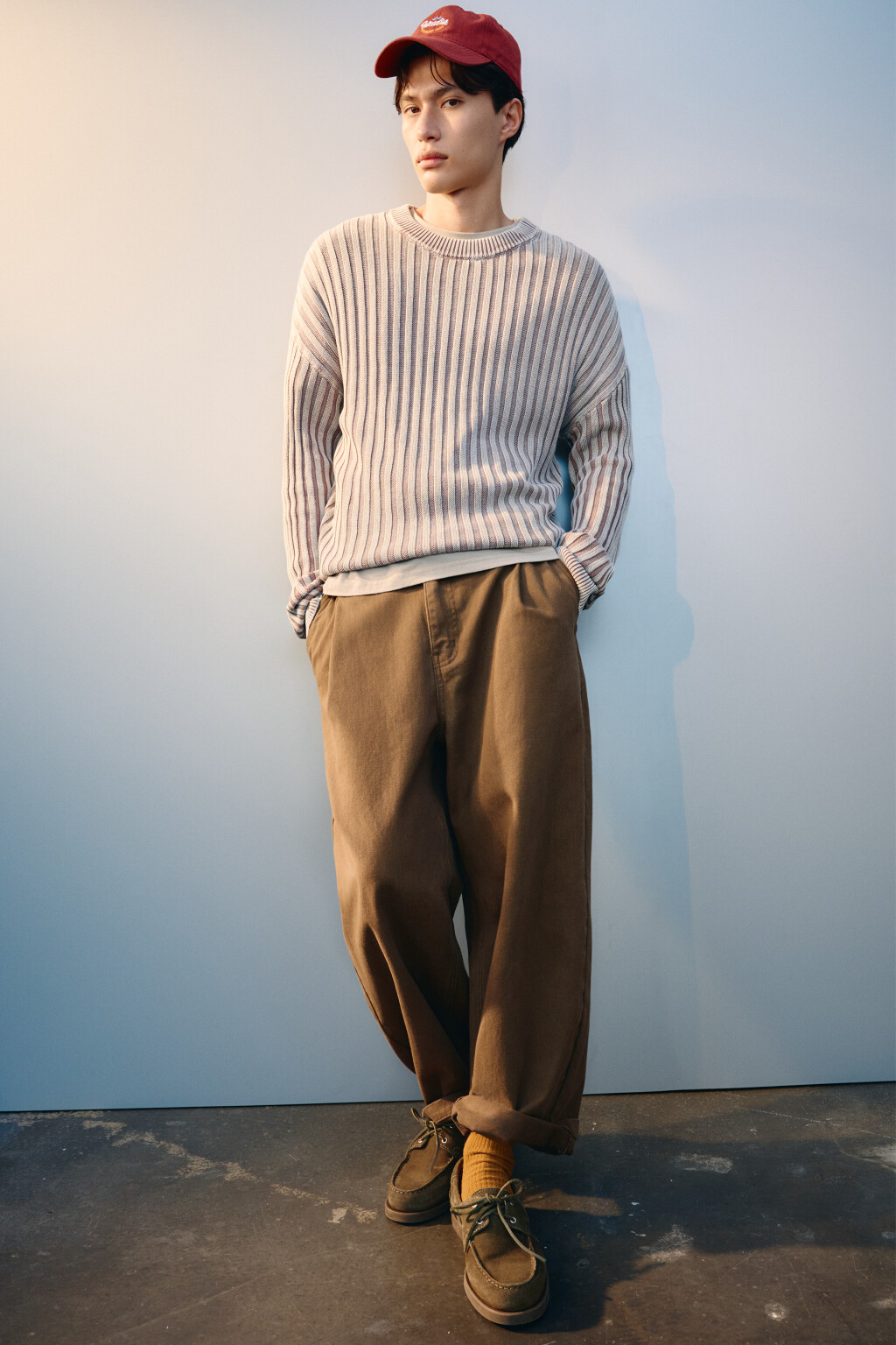 Брюки прямые хлопковые - цвет коричневый - 1