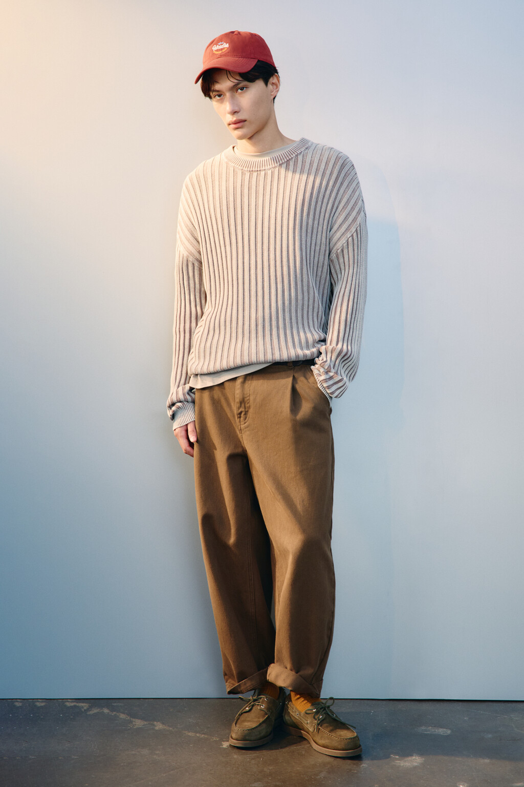 Брюки прямые хлопковые - цвет коричневый - 4