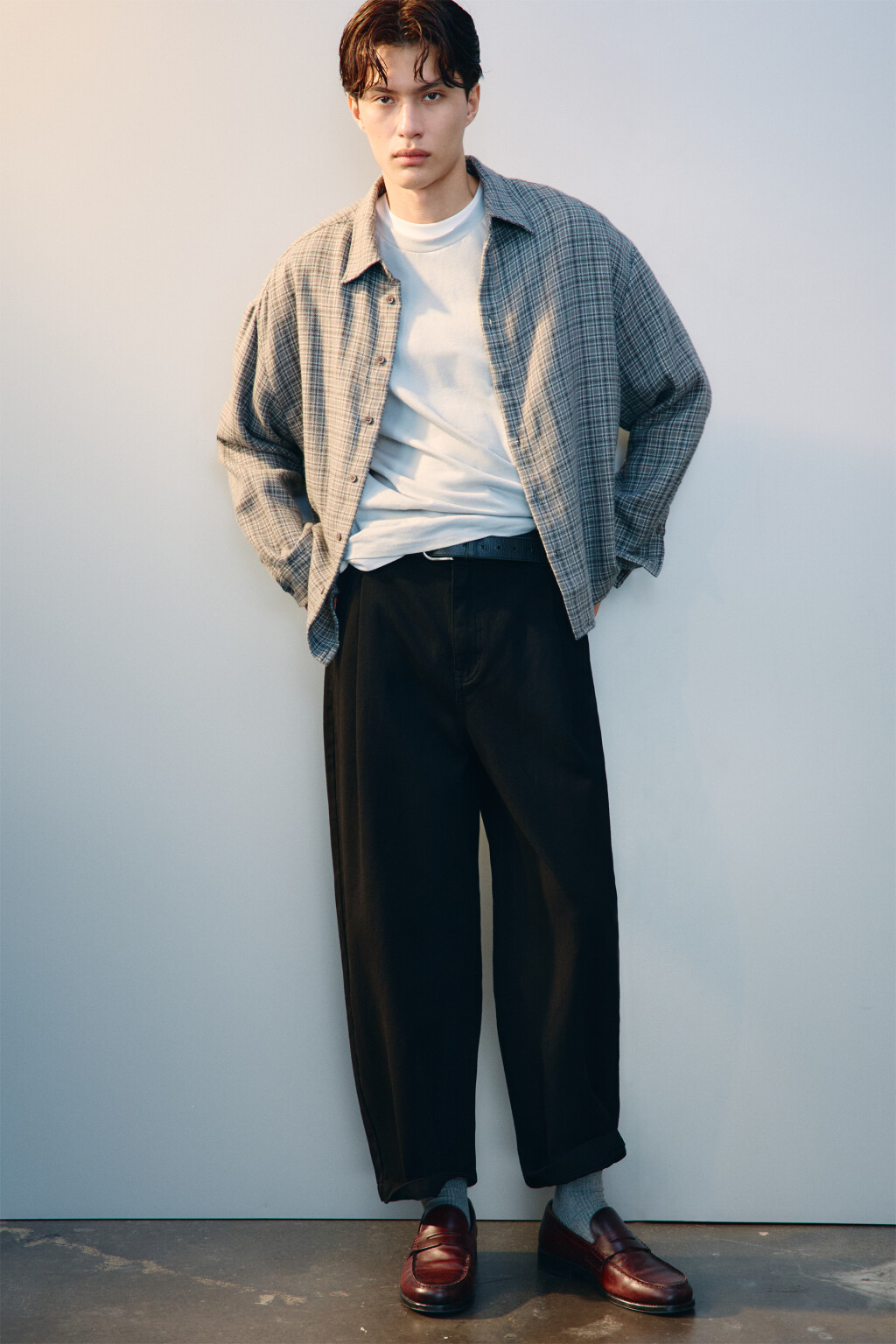 Брюки прямые хлопковые - цвет черный - 1