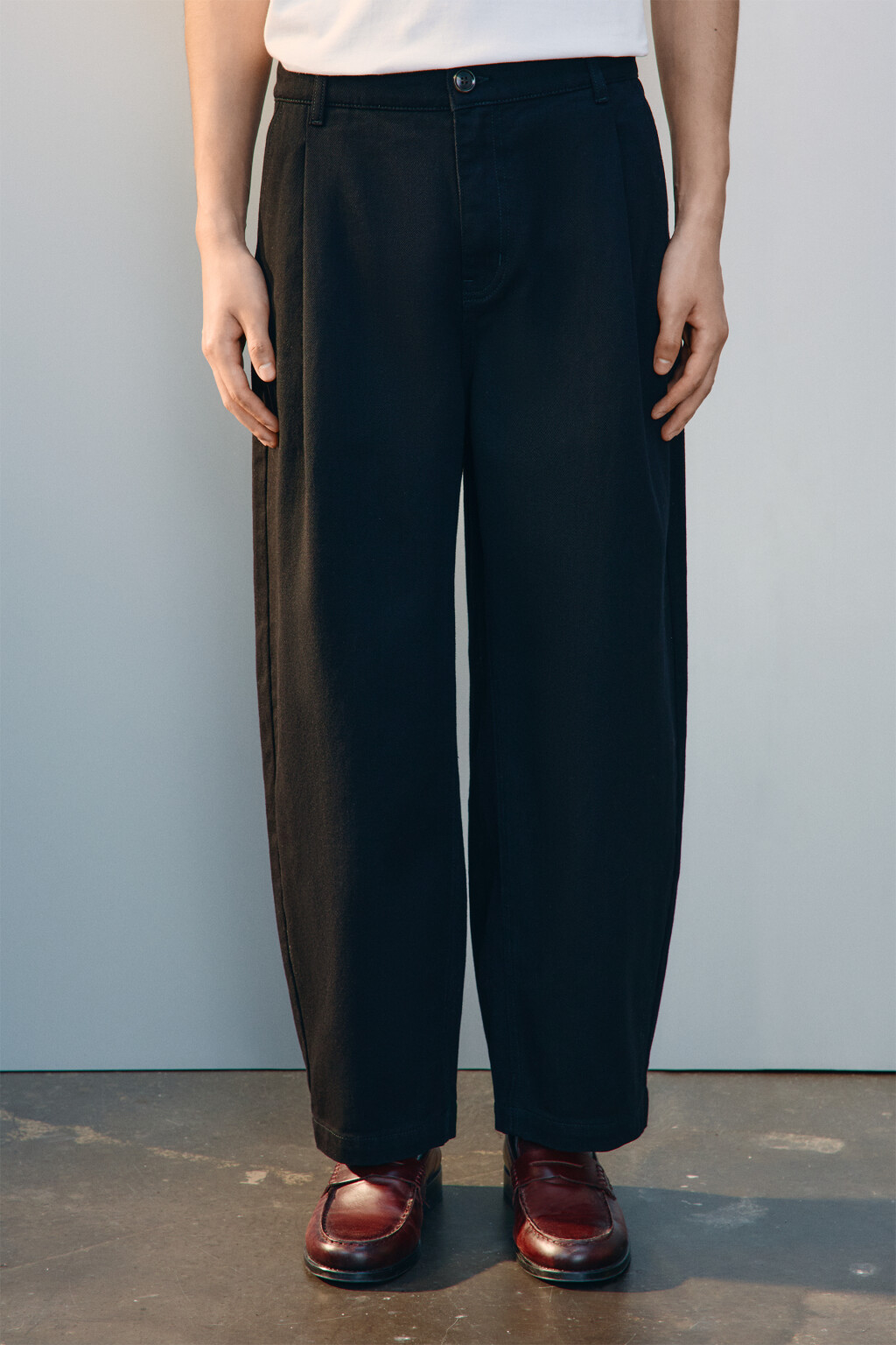 Брюки прямые хлопковые - цвет черный - 2