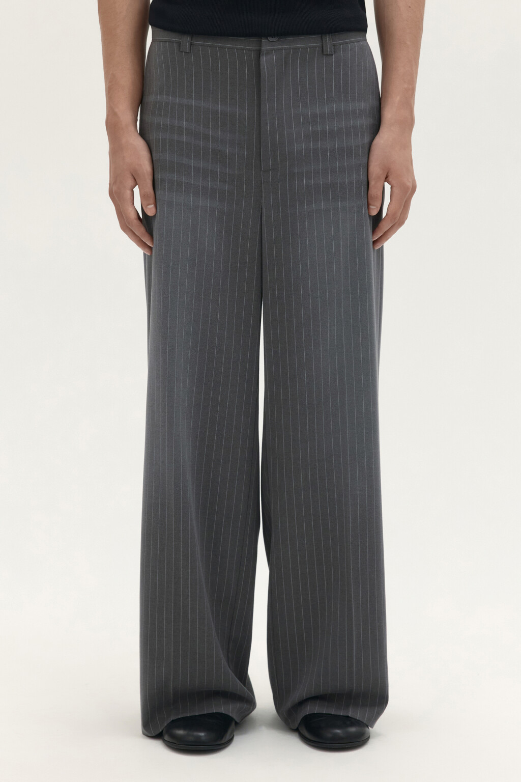 Брюки в полоску со стрелками - цвет серый - 2